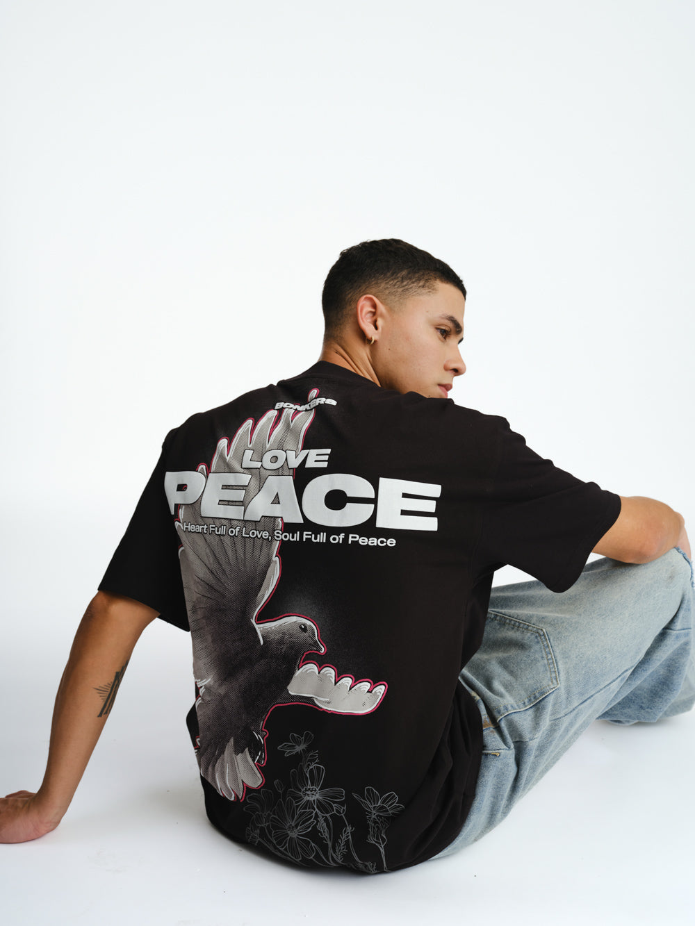 Signature Love And Peace Premium Oversized T-shirt - BonkersCorner