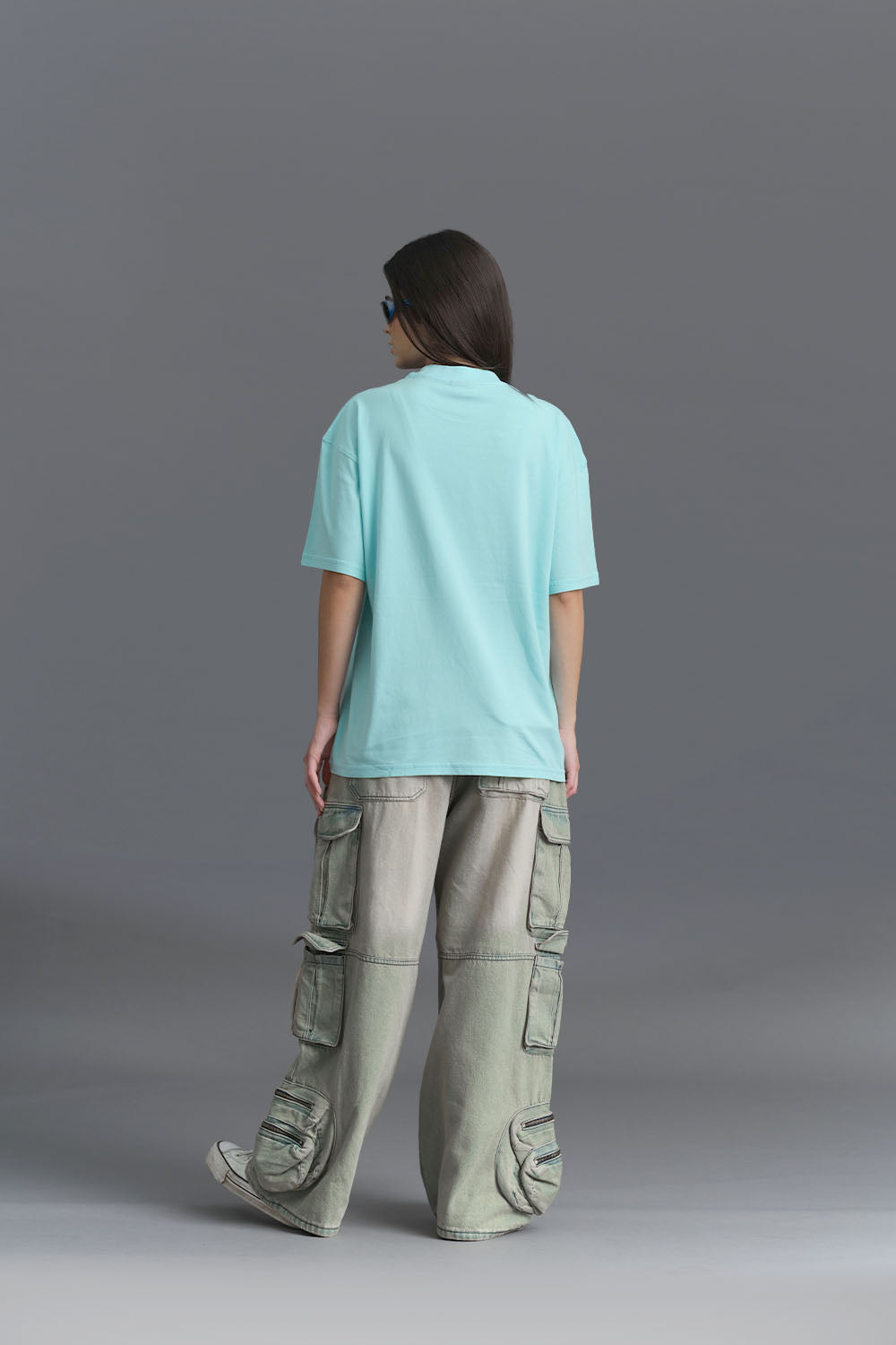 Solid Aqua Soft Jersey Oversized T-shirt - BonkersCorner