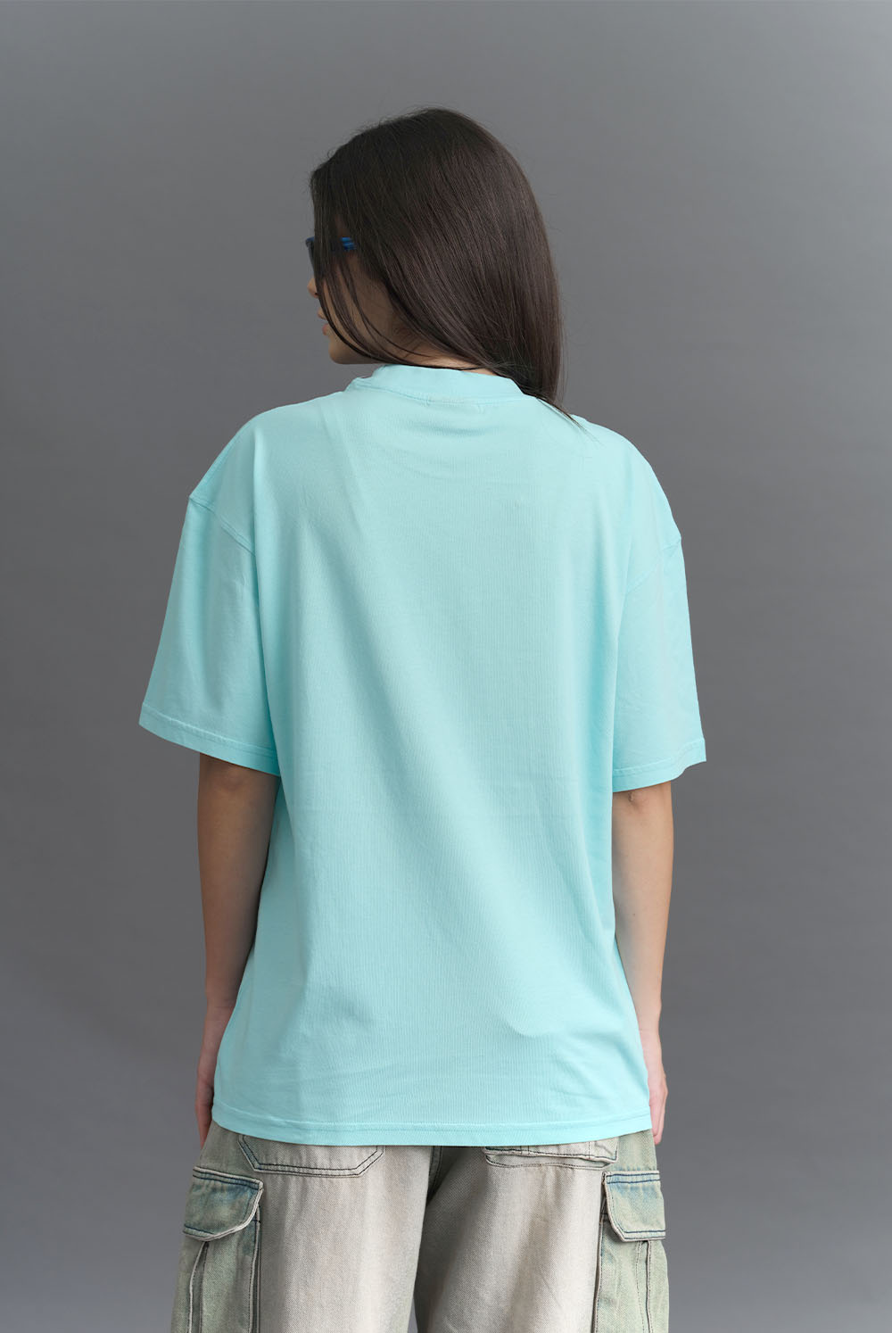 Solid Aqua Soft Jersey Oversized T-shirt - BonkersCorner