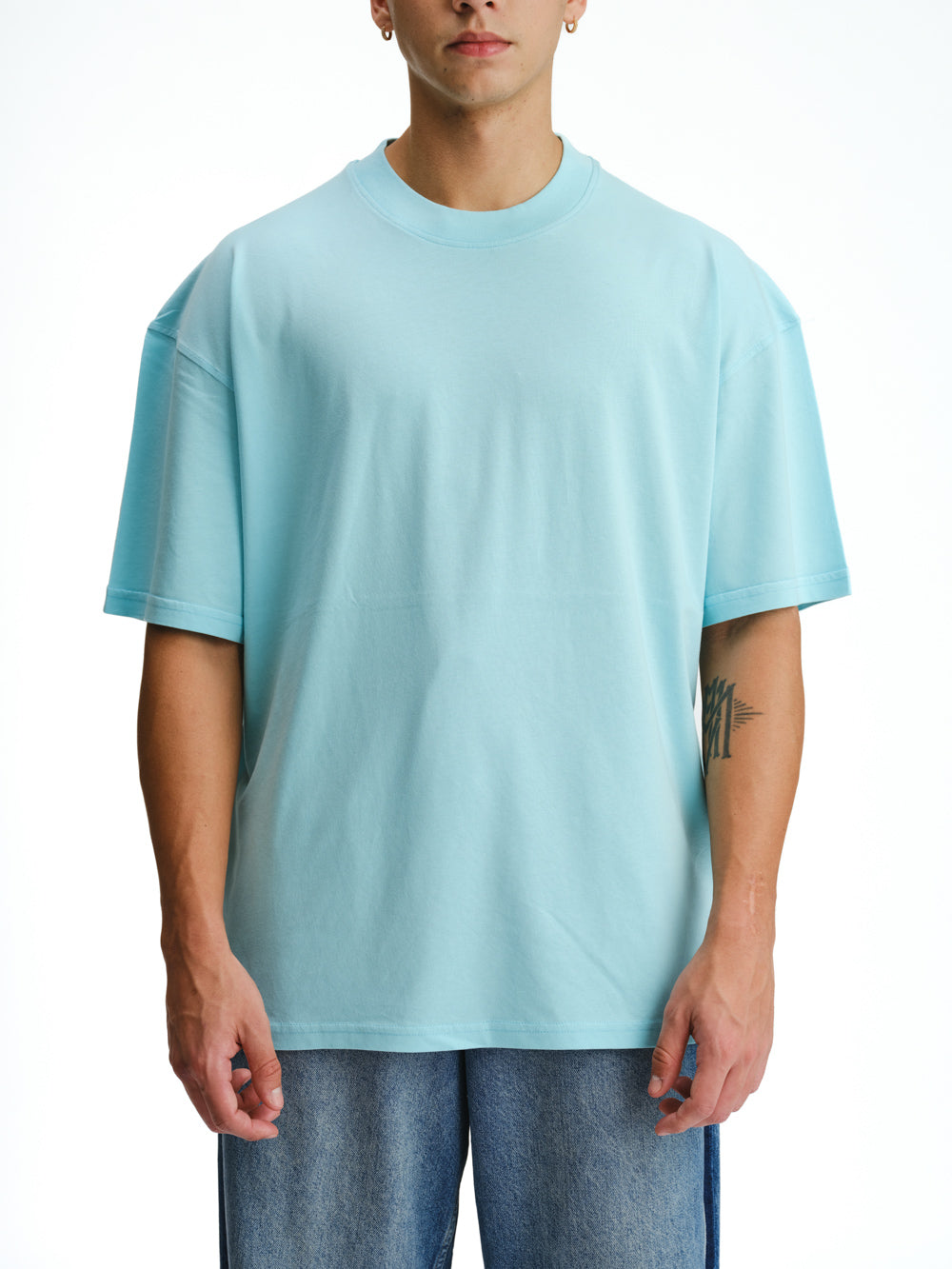 Solid Aqua Soft Jersey Oversized T-shirt - BonkersCorner