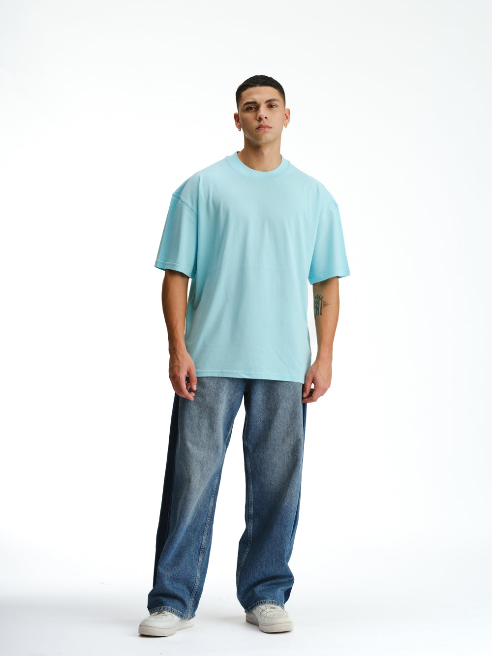 Solid Aqua Soft Jersey Oversized T-shirt - BonkersCorner