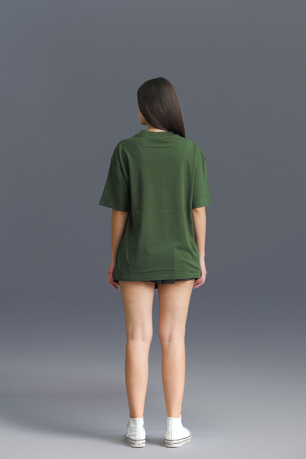 Solid Bottle Green Soft Jersey Oversized T-shirt - BonkersCorner