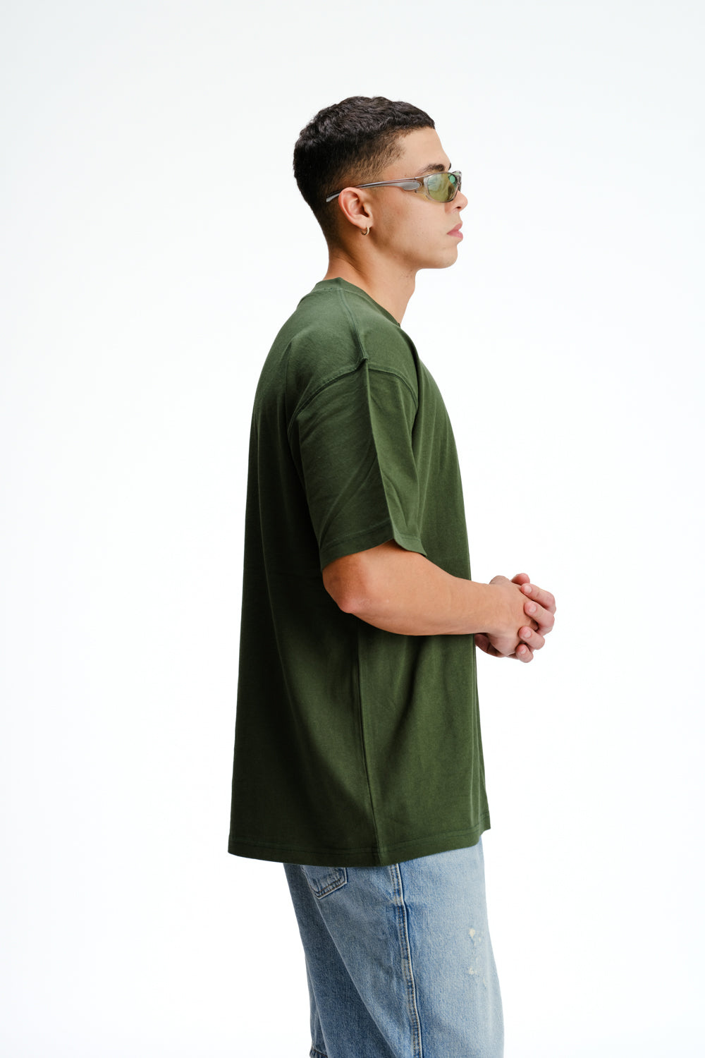 Solid Bottle Green Soft Jersey Oversized T-shirt - BonkersCorner
