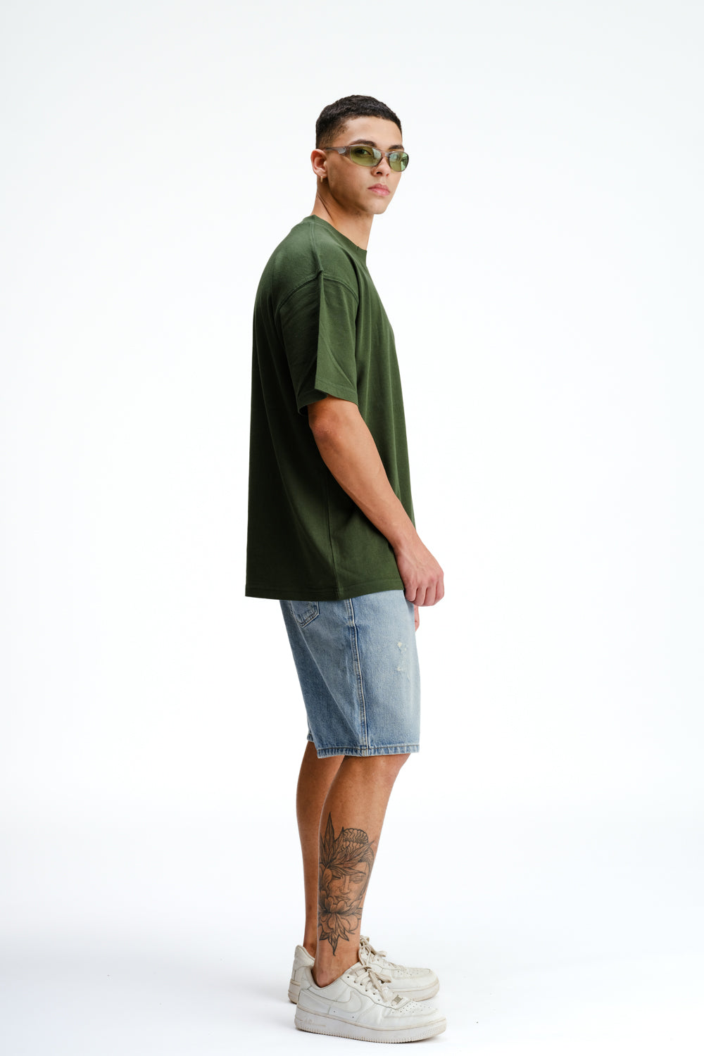 Solid Bottle Green Soft Jersey Oversized T-shirt - BonkersCorner