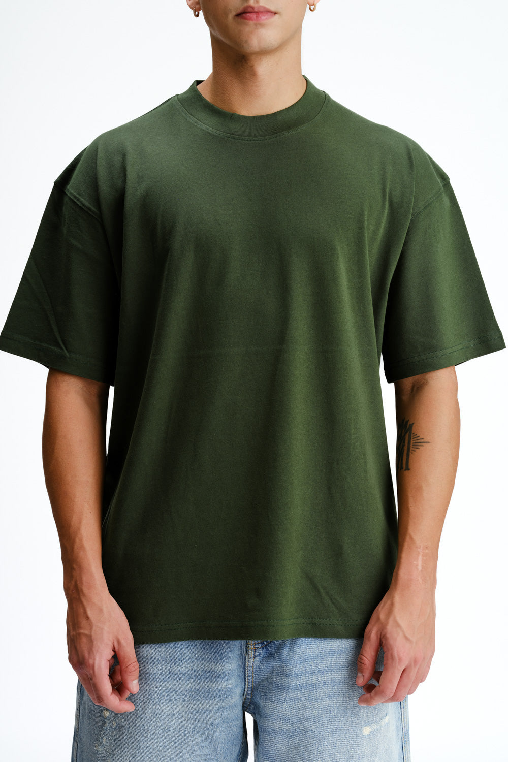 Solid Bottle Green Soft Jersey Oversized T-shirt - BonkersCorner