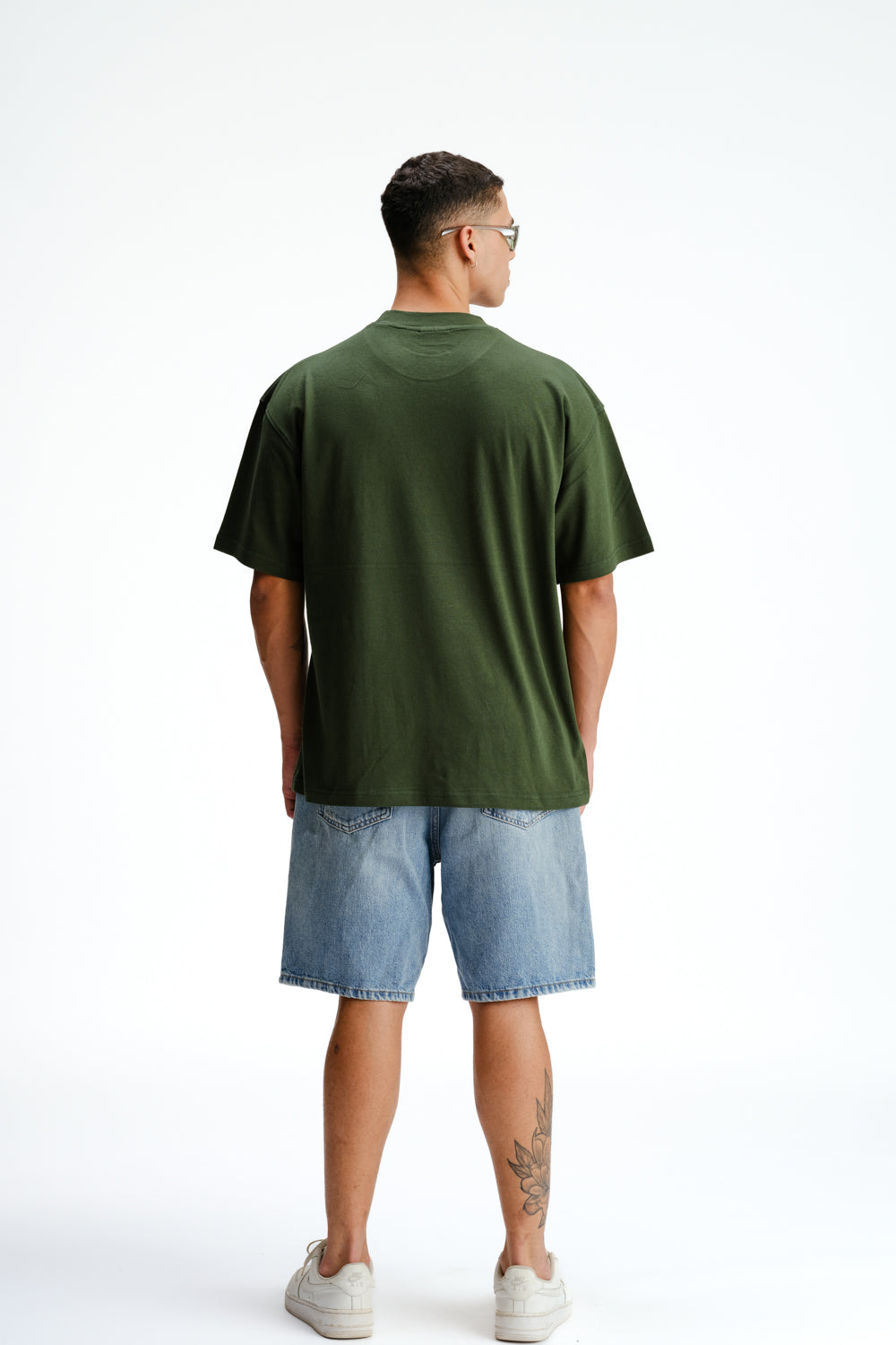 Solid Bottle Green Soft Jersey Oversized T-shirt - BonkersCorner