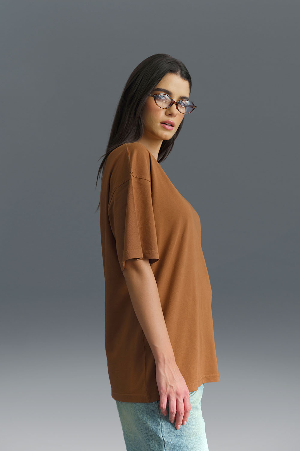 Solid Brown Soft Jersey Oversized T-shirt - BonkersCorner