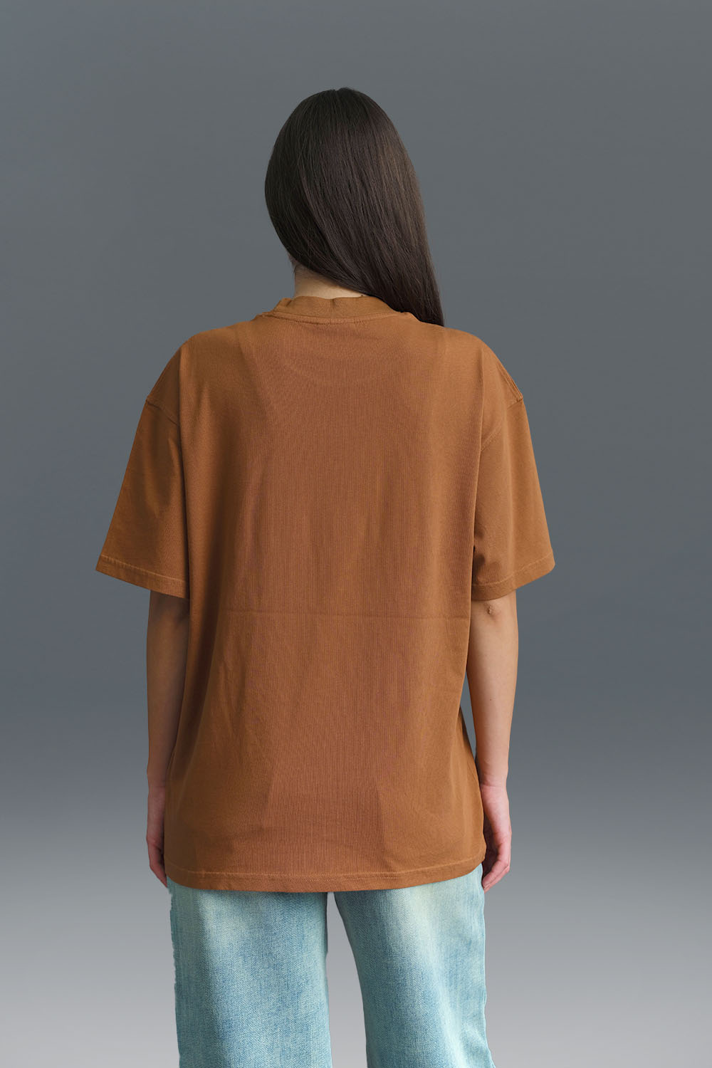 Solid Brown Soft Jersey Oversized T-shirt - BonkersCorner