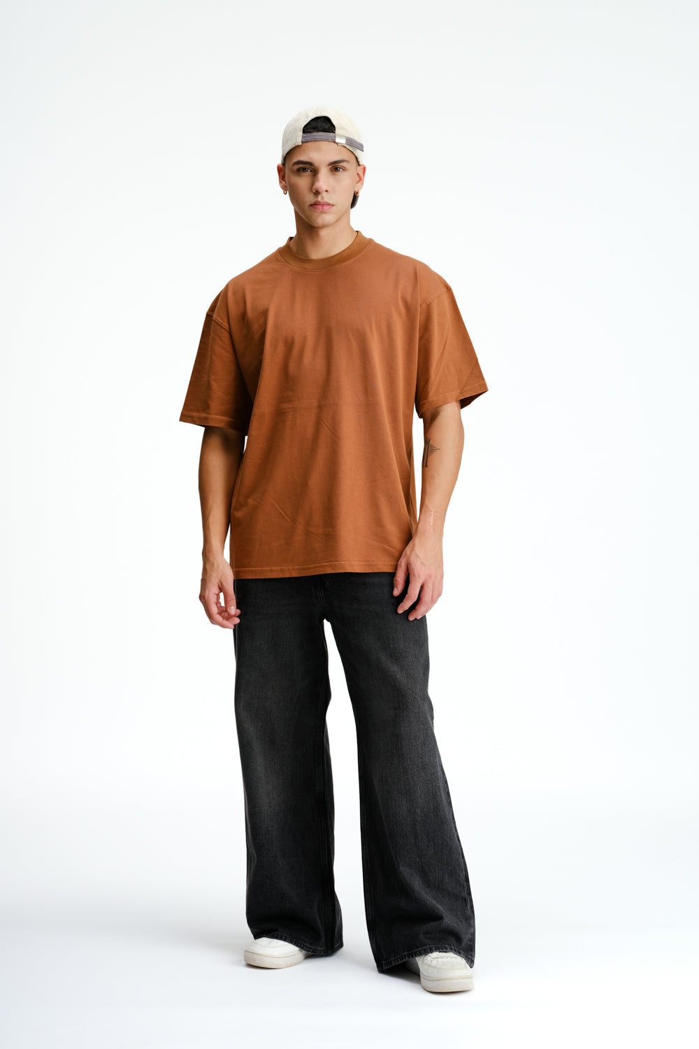 Solid Brown Soft Jersey Oversized T-shirt - BonkersCorner