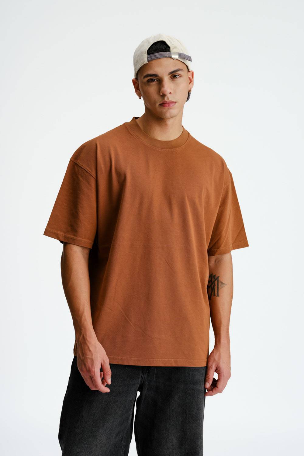 Solid Brown Soft Jersey Oversized T-shirt - BonkersCorner