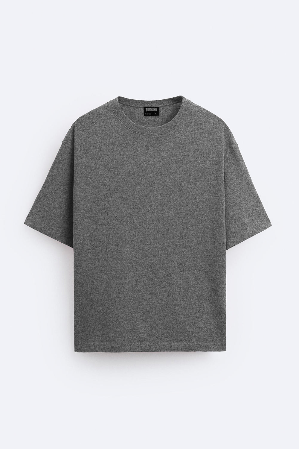 Solid Dark Grey Melange Soft Jersey Oversized T-shirt - BonkersCorner