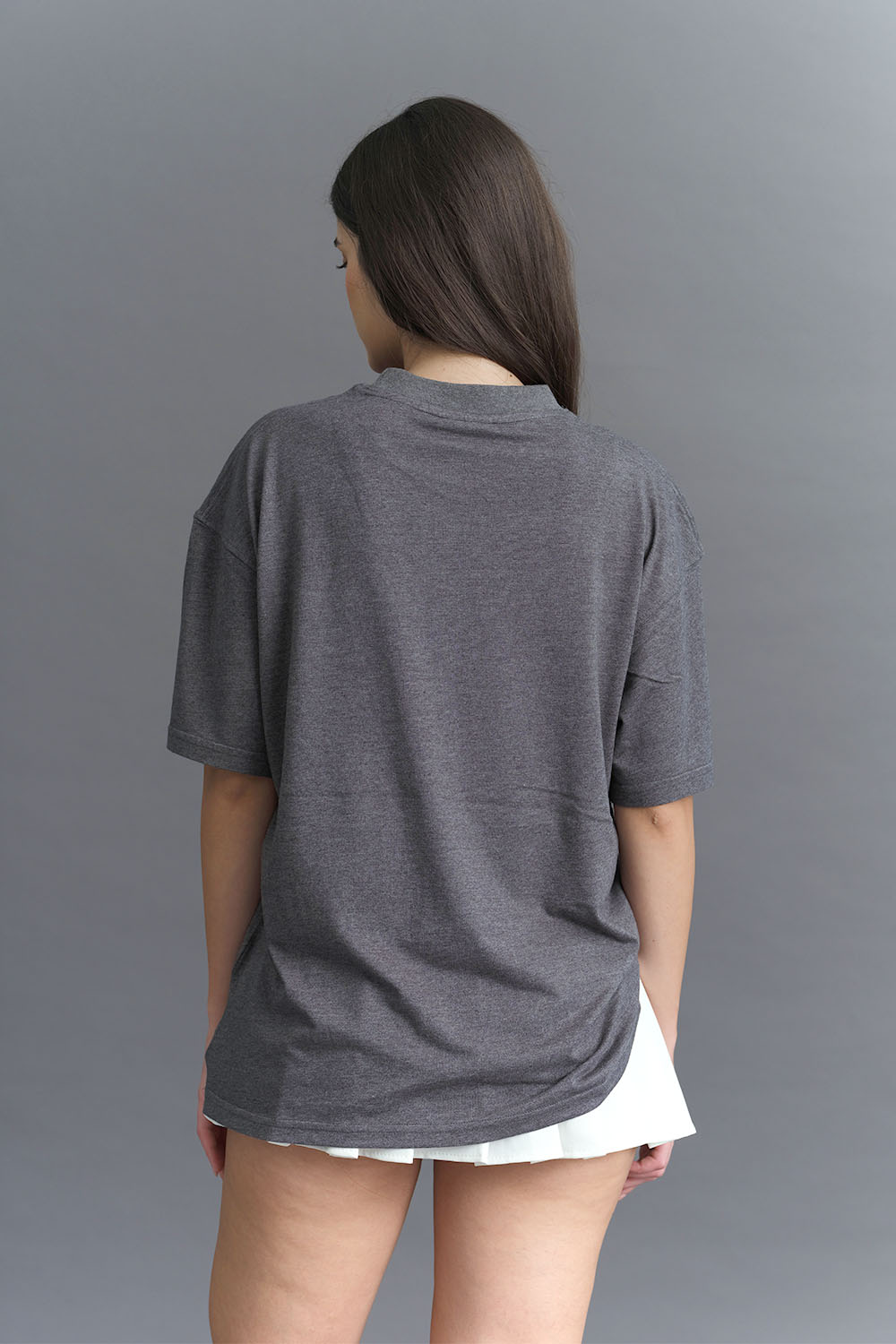 Solid Dark Grey Melange Soft Jersey Oversized T-shirt - BonkersCorner