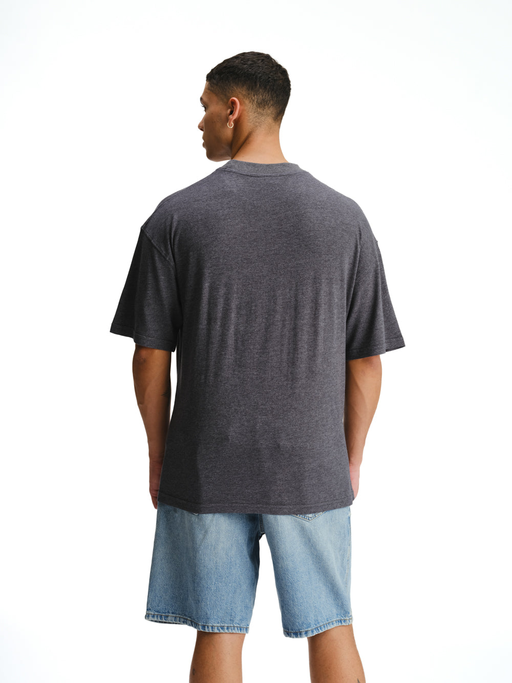 Solid Dark Grey Melange Soft Jersey Oversized T-shirt - BonkersCorner