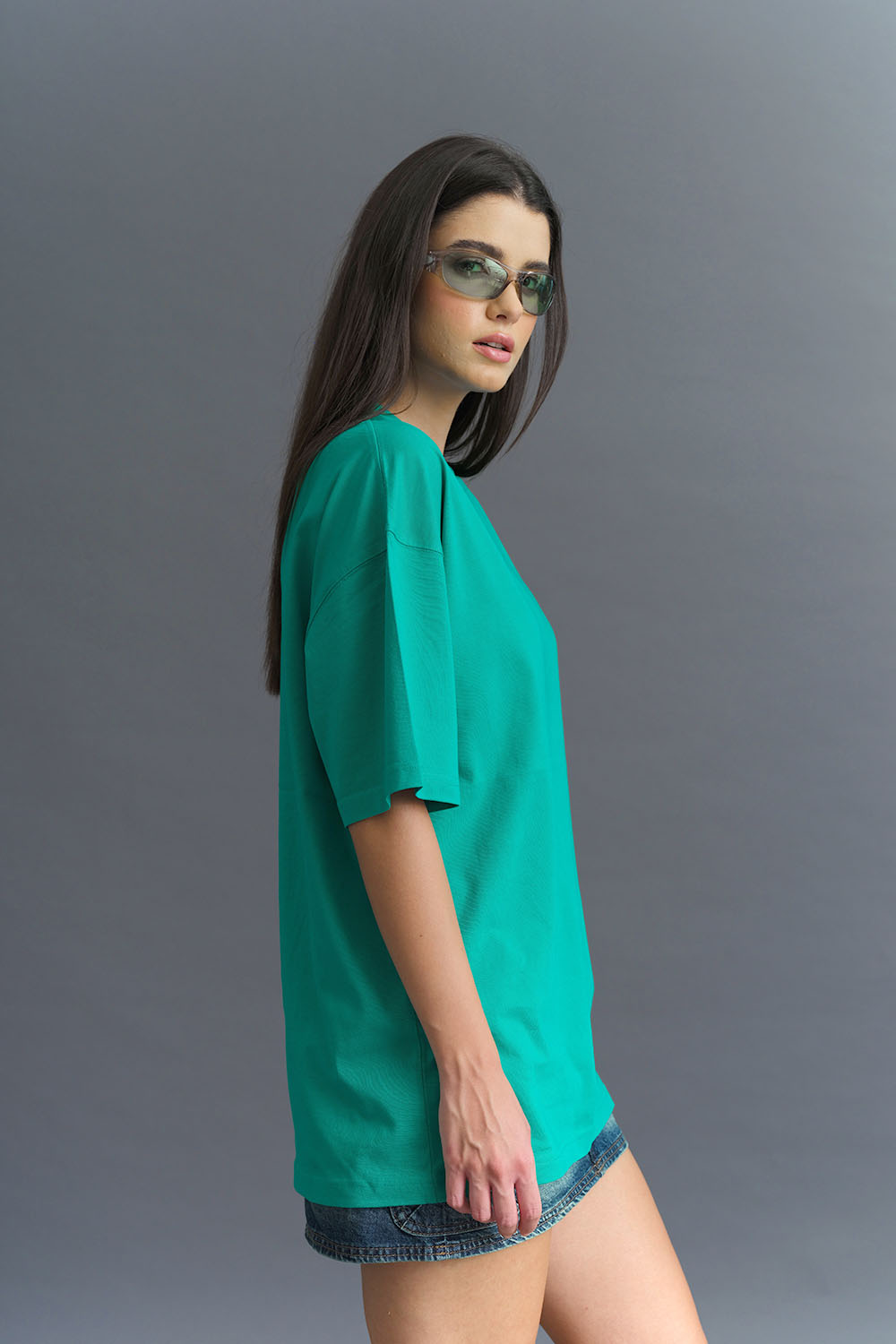Solid Green Soft Jersey Oversized T-shirt - BonkersCorner