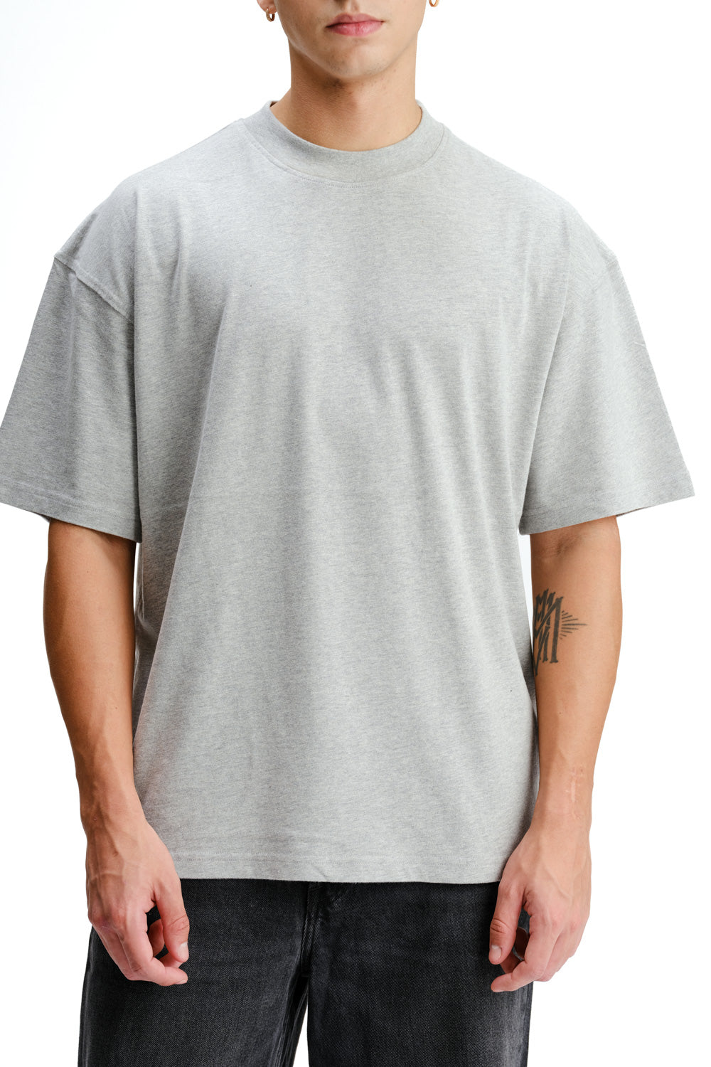 Solid Grey Melange Soft Jersey Oversized T-shirt - BonkersCorner