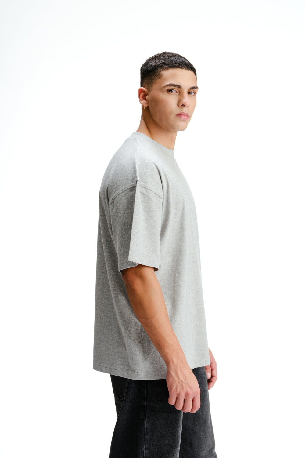 Solid Grey Melange Soft Jersey Oversized T-shirt - BonkersCorner