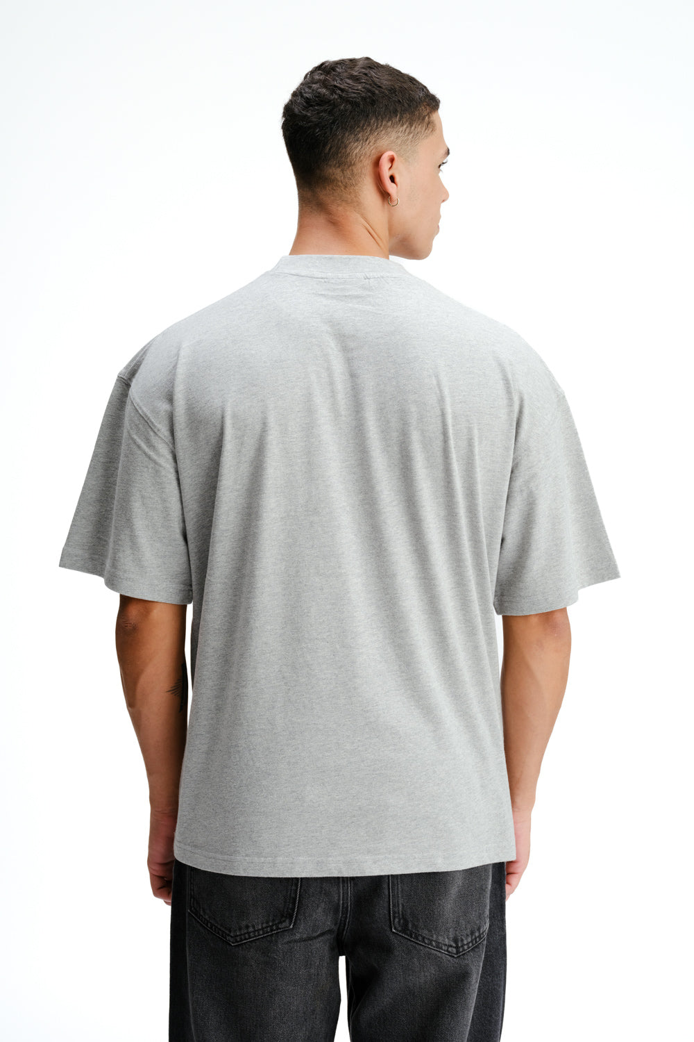 Solid Grey Melange Soft Jersey Oversized T-shirt - BonkersCorner
