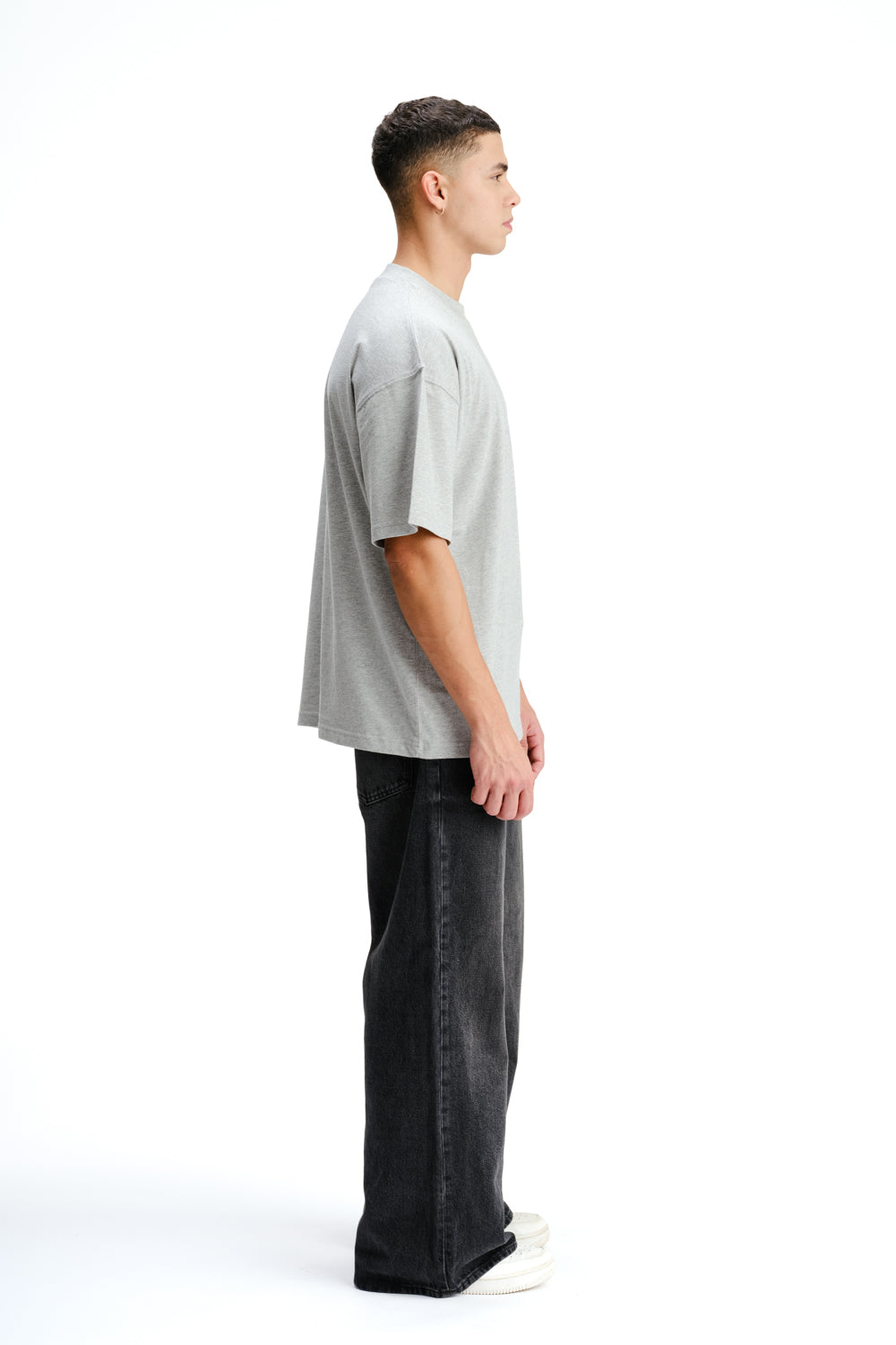 Solid Grey Melange Soft Jersey Oversized T-shirt - BonkersCorner