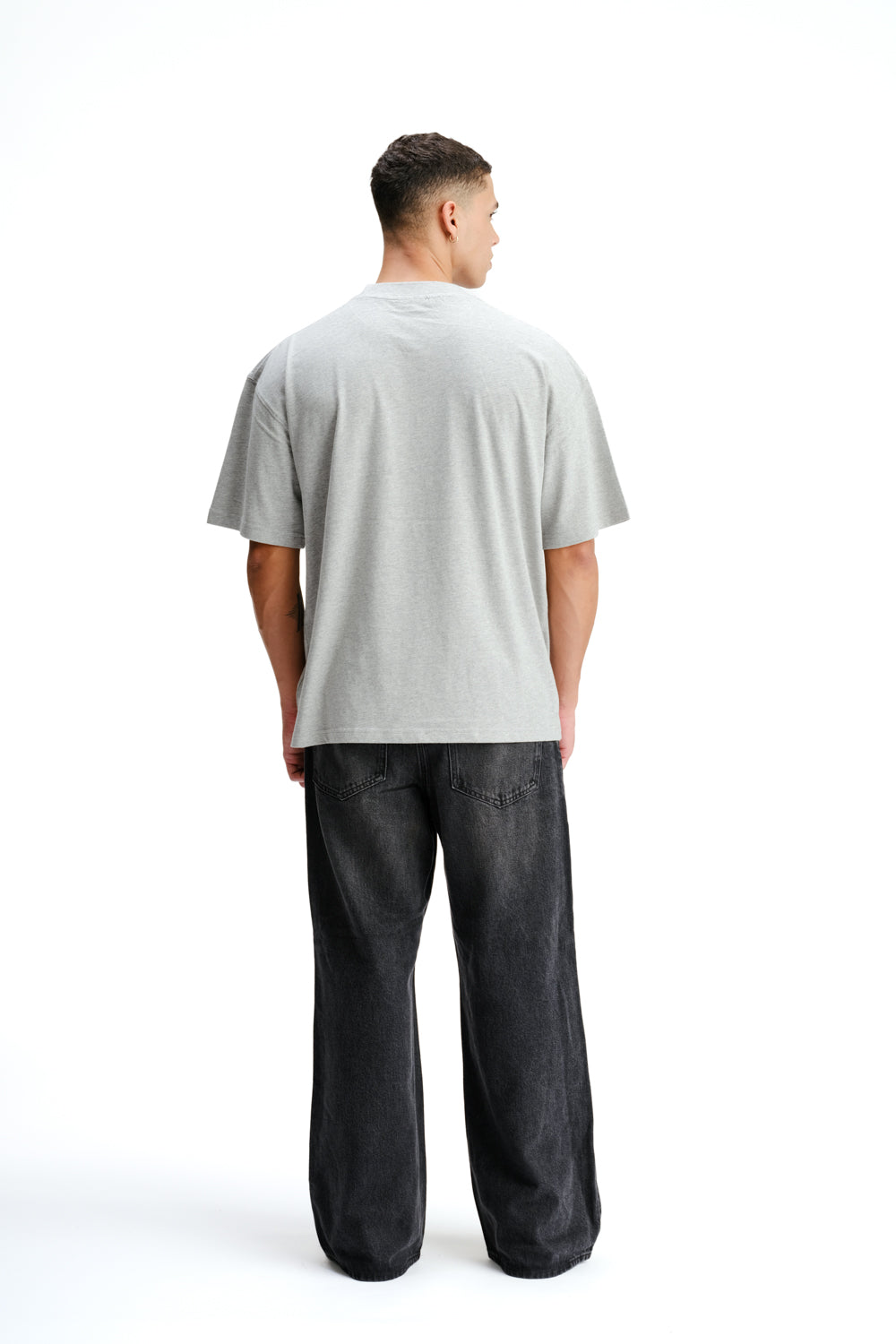 Solid Grey Melange Soft Jersey Oversized T-shirt - BonkersCorner