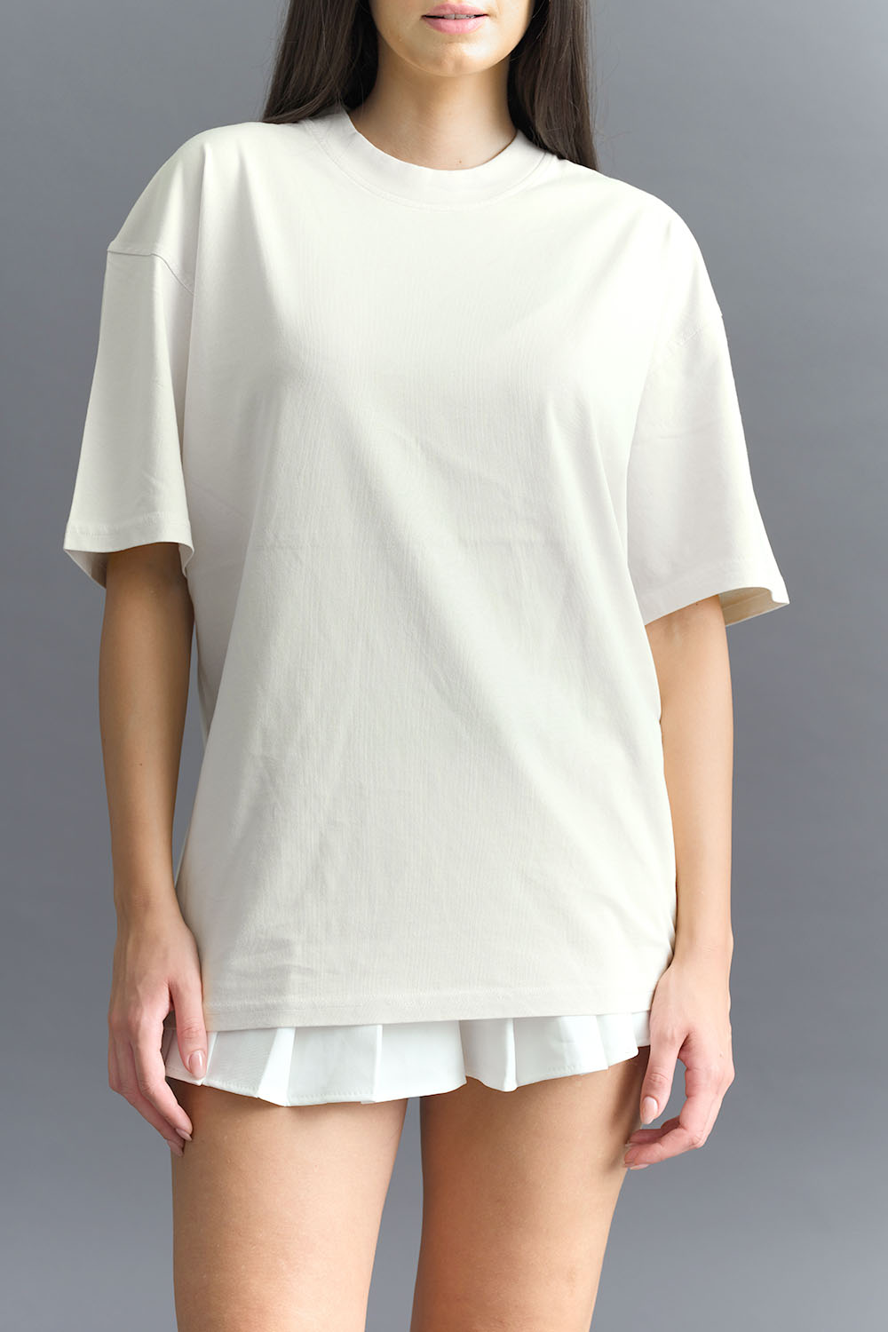 Solid Off White Soft Jersey Oversized T-shirt - BonkersCorner