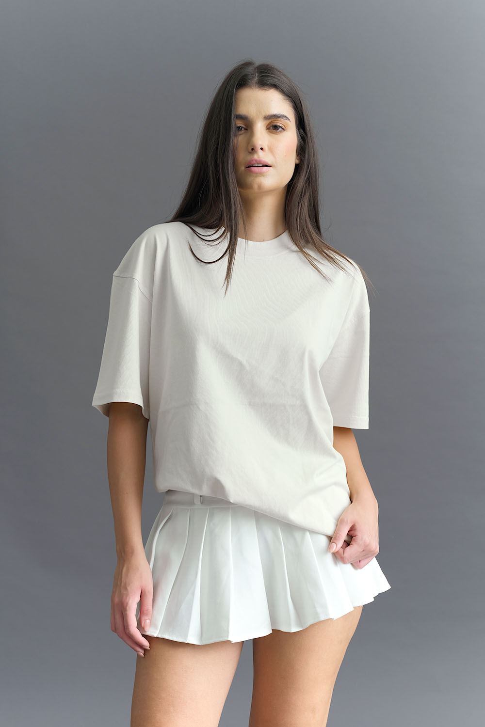 Solid Off White Soft Jersey Oversized T-shirt - BonkersCorner