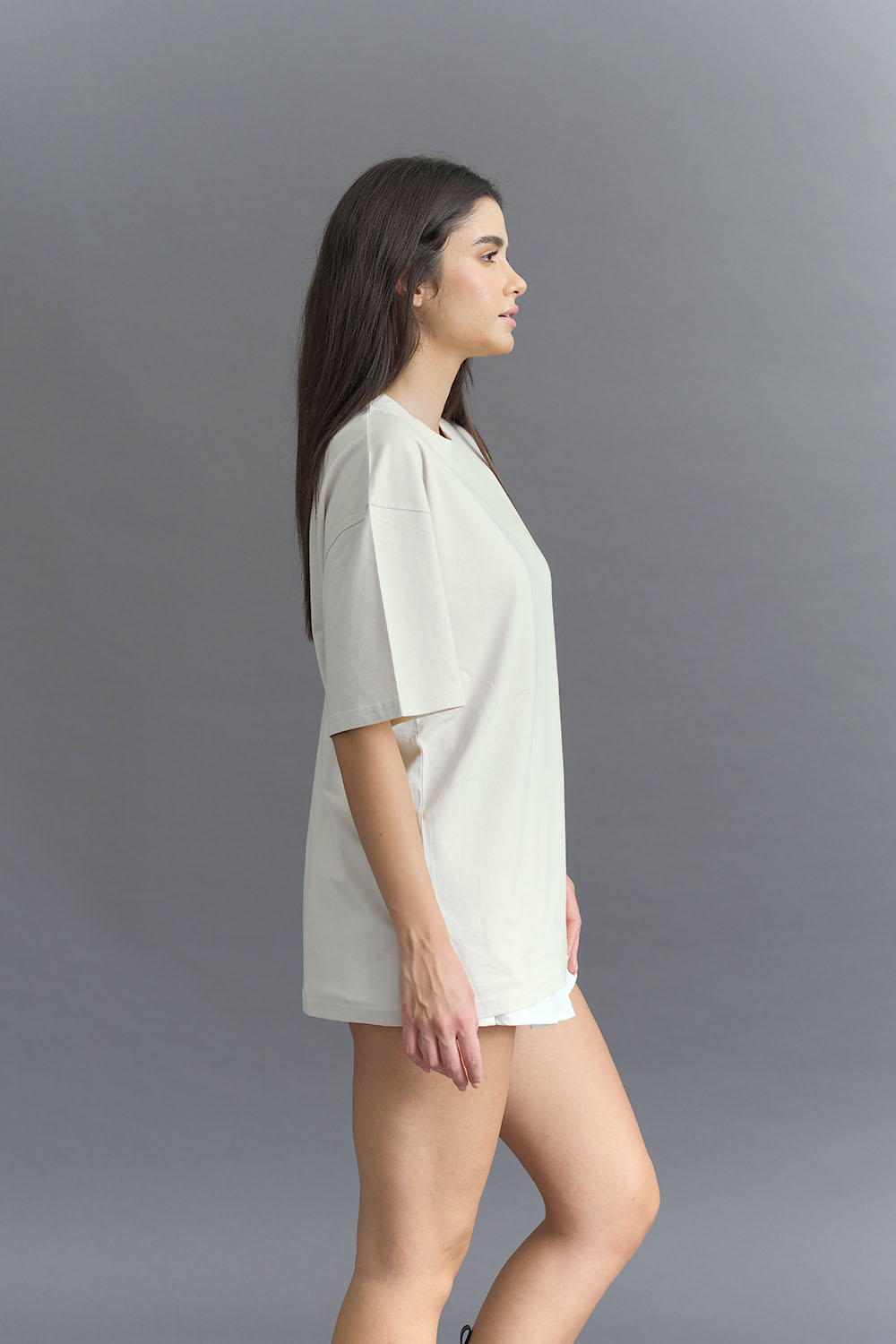 Solid Off White Soft Jersey Oversized T-shirt - BonkersCorner