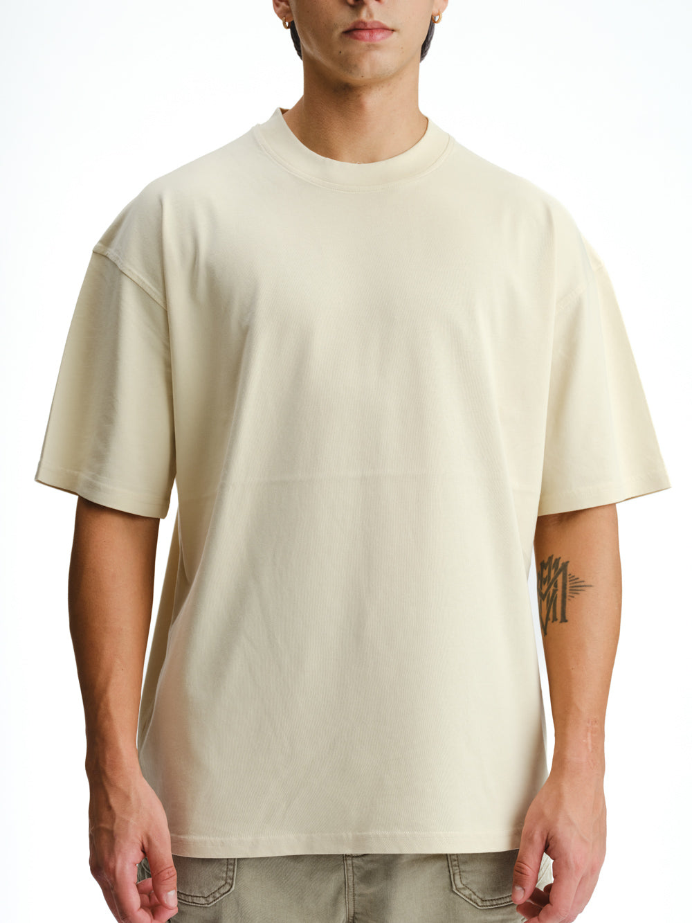 Solid Off White Soft Jersey Oversized T-shirt - BonkersCorner