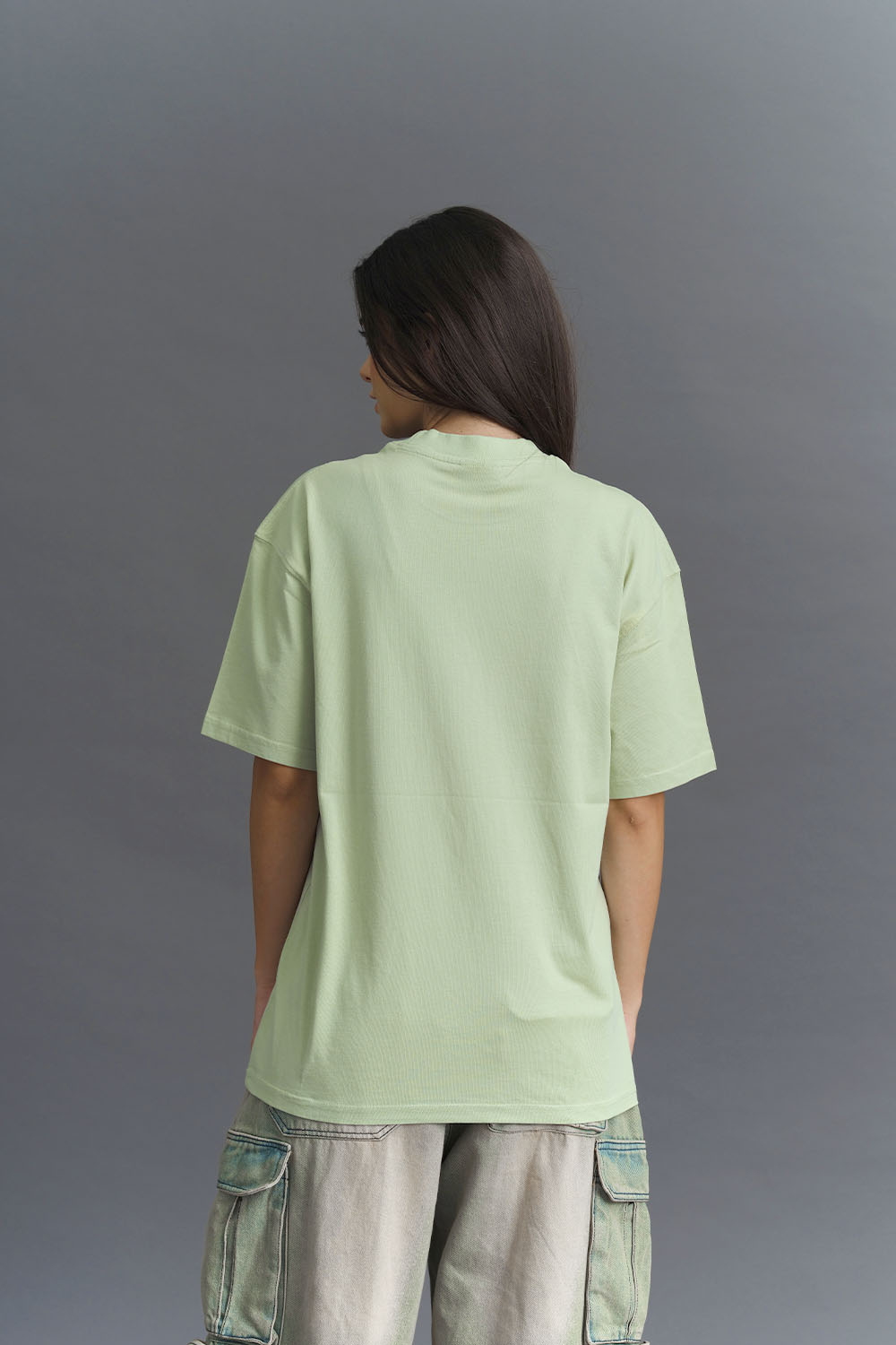 Solid Pastel Green Soft Jersey Oversized T-shirt - BonkersCorner
