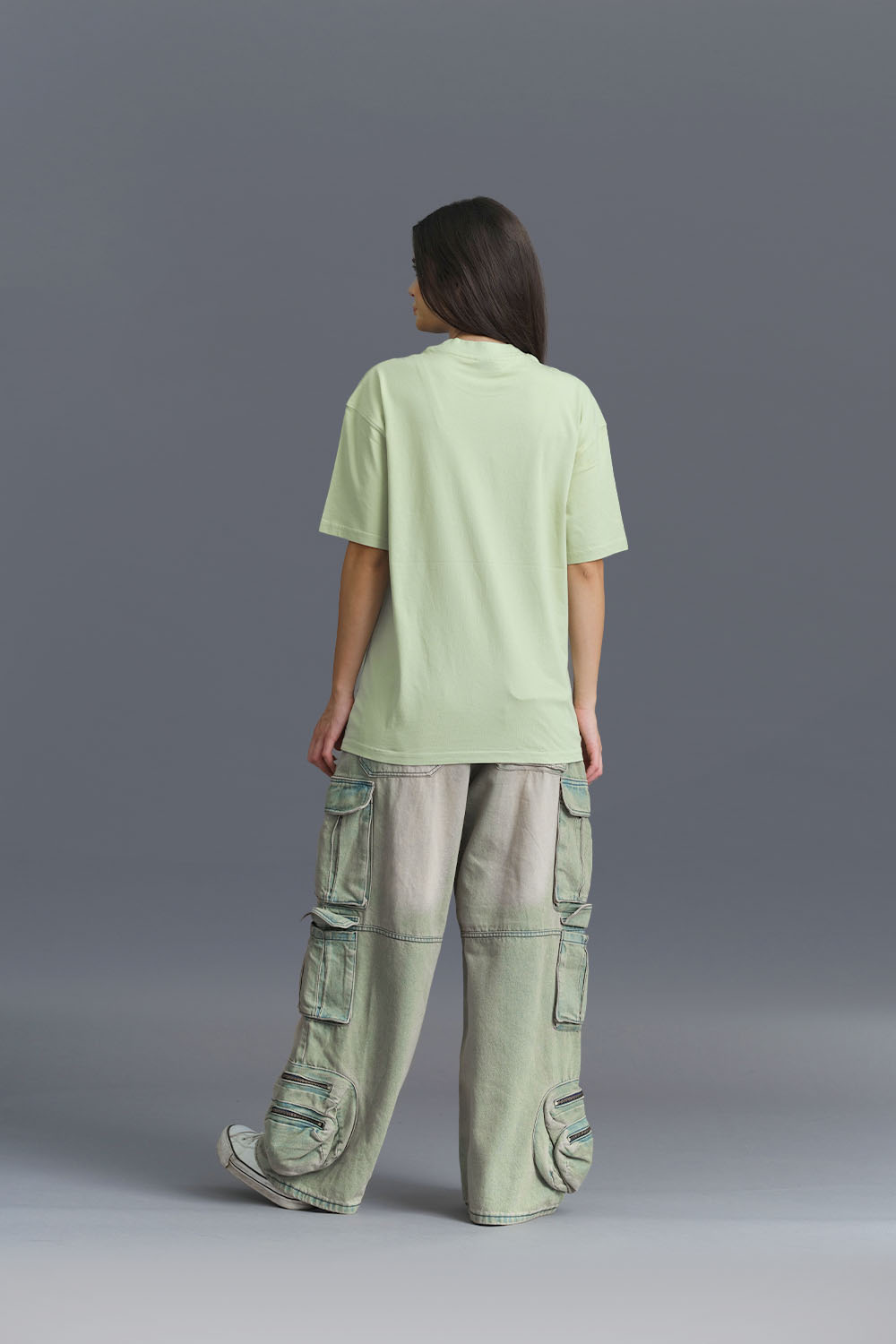 Solid Pastel Green Soft Jersey Oversized T-shirt - BonkersCorner