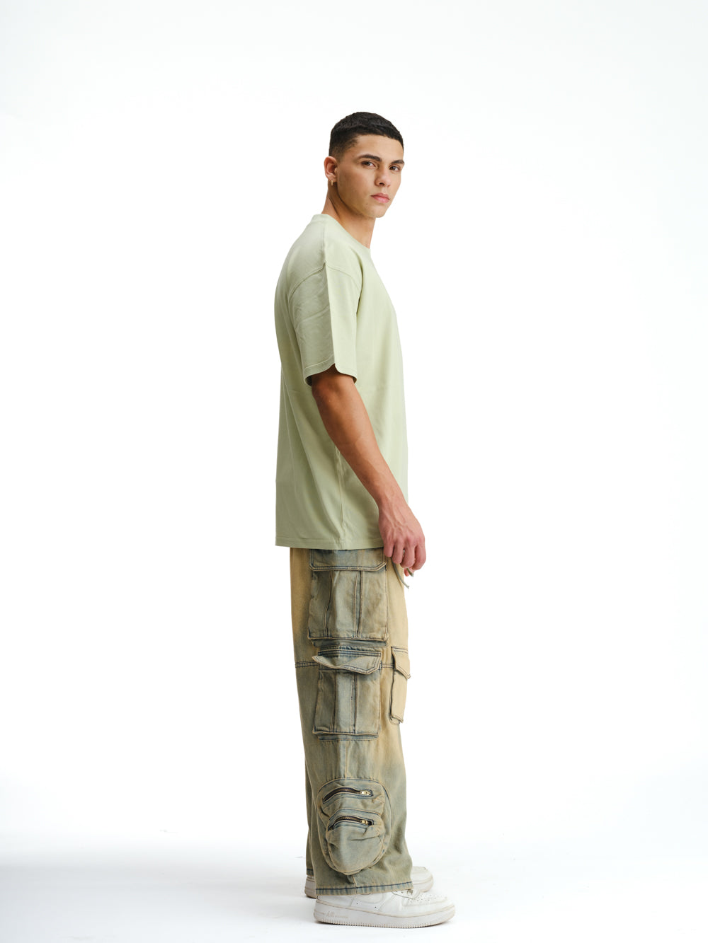 Solid Pastel Green Soft Jersey Oversized T-shirt - BonkersCorner