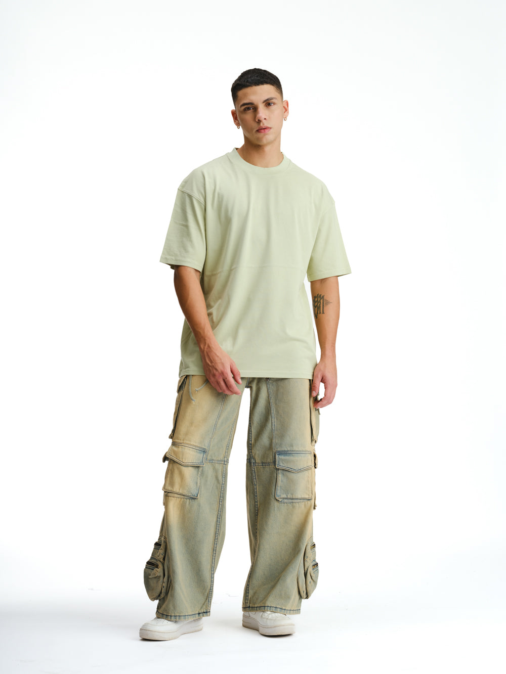 Solid Pastel Green Soft Jersey Oversized T-shirt - BonkersCorner