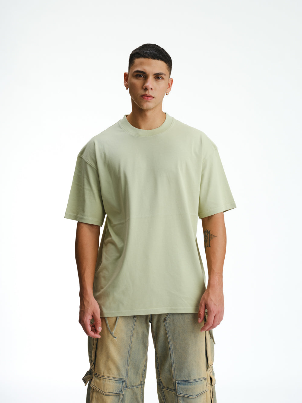 Solid Pastel Green Soft Jersey Oversized T-shirt - BonkersCorner