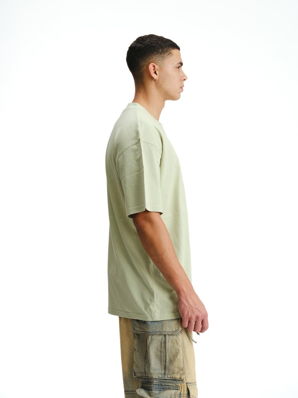 Solid Pastel Green Soft Jersey Oversized T-shirt - BonkersCorner