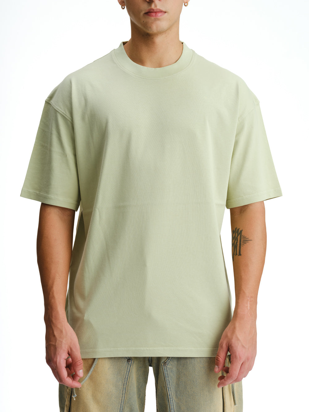 Solid Pastel Green Soft Jersey Oversized T-shirt - BonkersCorner