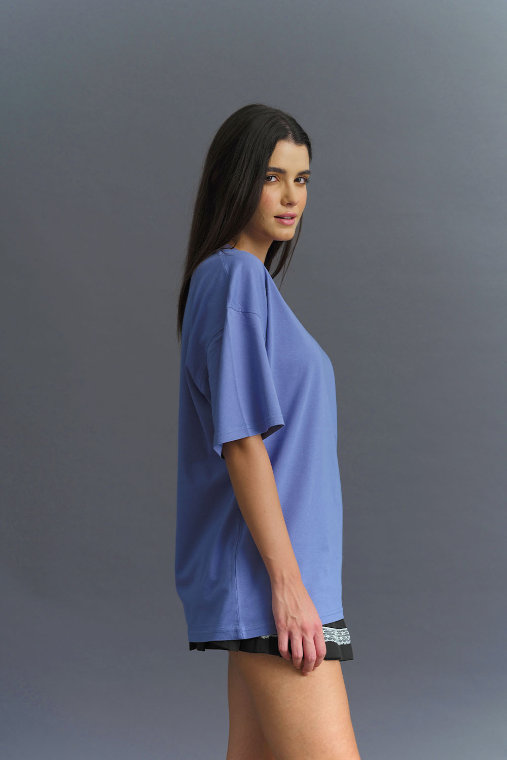 Solid Periwinkle Soft Jersey Oversized T-shirt - BonkersCorner
