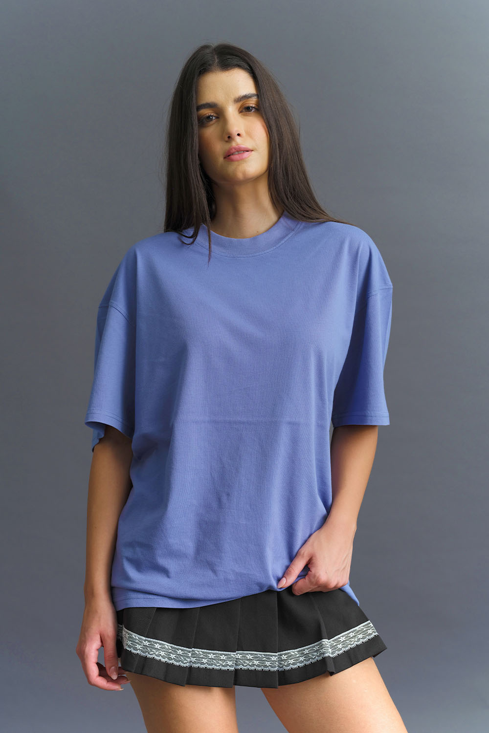 Solid Periwinkle Soft Jersey Oversized T-shirt - BonkersCorner