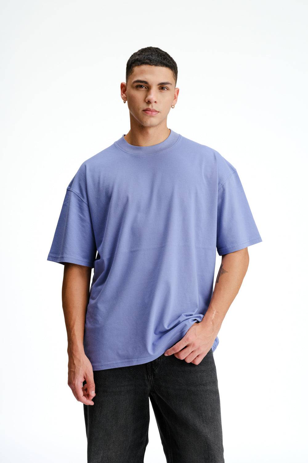 Solid Periwinkle Soft Jersey Oversized T-shirt - BonkersCorner