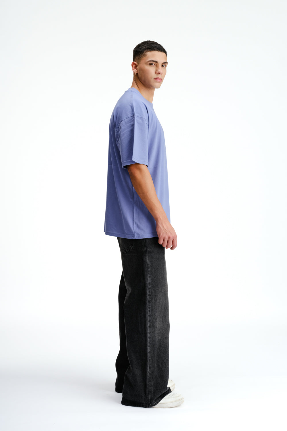 Solid Periwinkle Soft Jersey Oversized T-shirt - BonkersCorner
