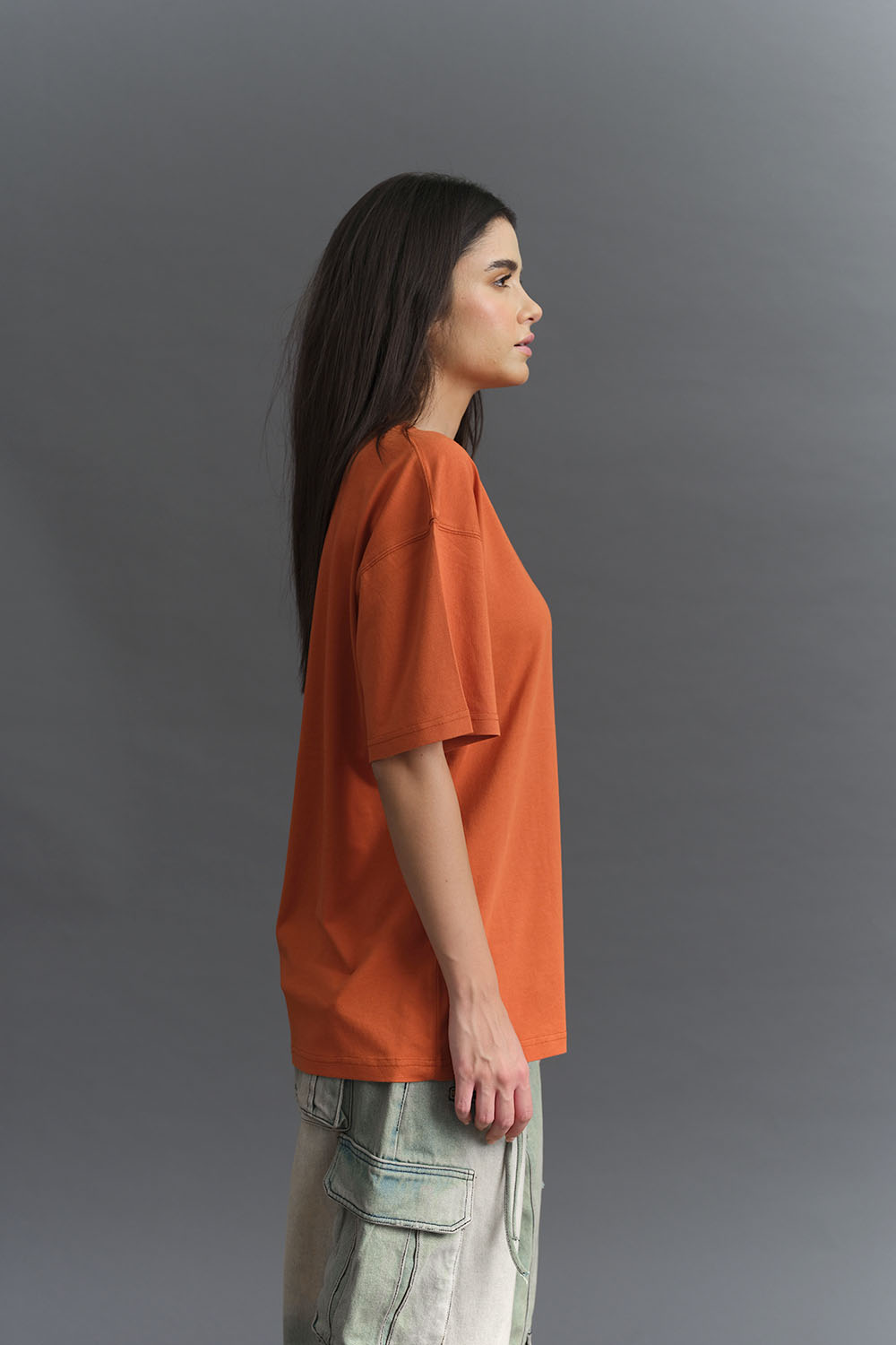 Solid Rusty Orange Soft Jersey Oversized T-shirt - BonkersCorner