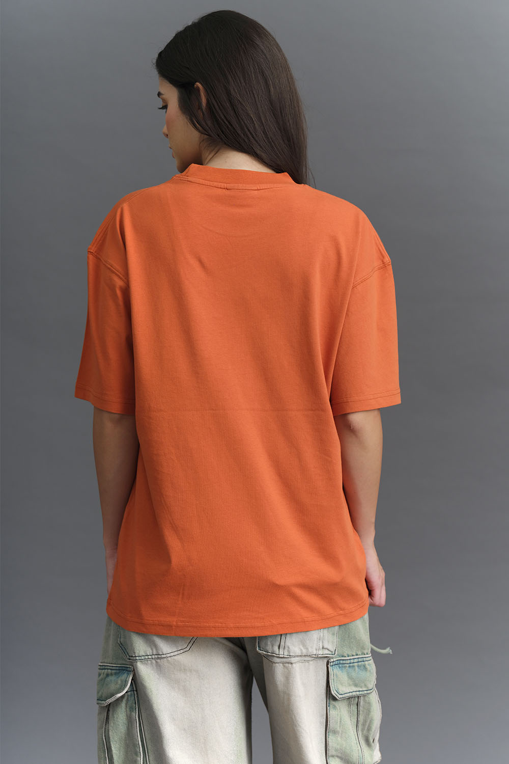Solid Rusty Orange Soft Jersey Oversized T-shirt - BonkersCorner