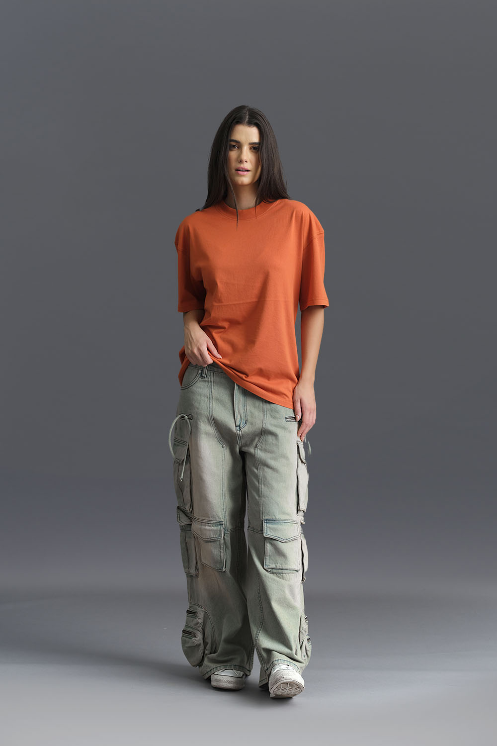 Solid Rusty Orange Soft Jersey Oversized T-shirt - BonkersCorner