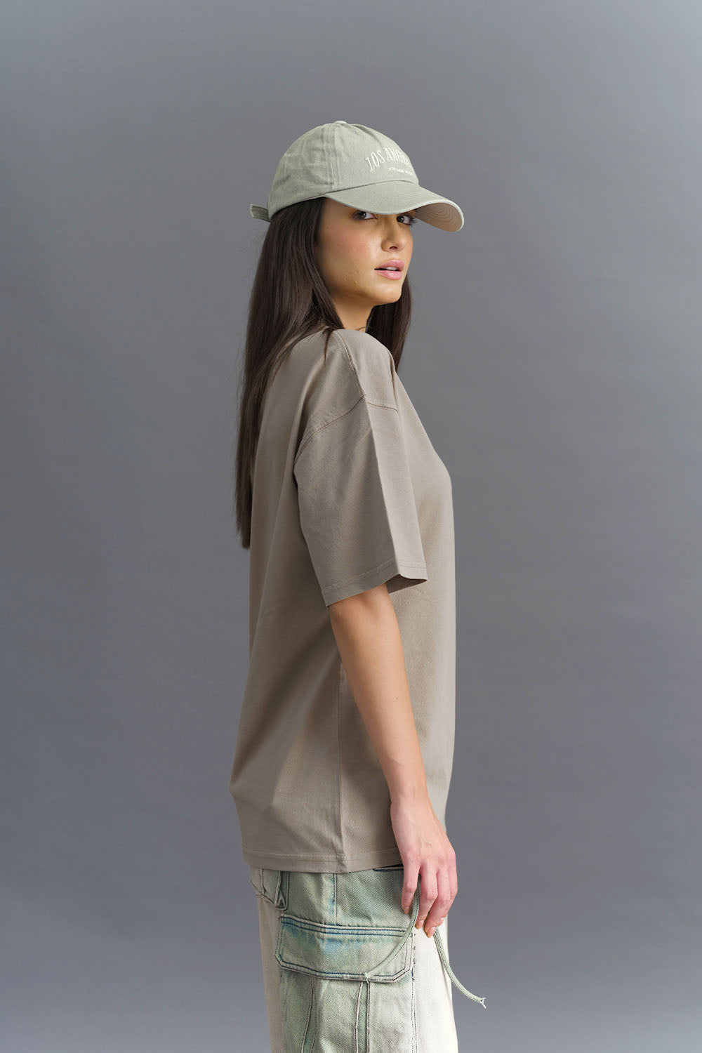 Solid Stone Grey Soft Jersey Oversized T-shirt - BonkersCorner