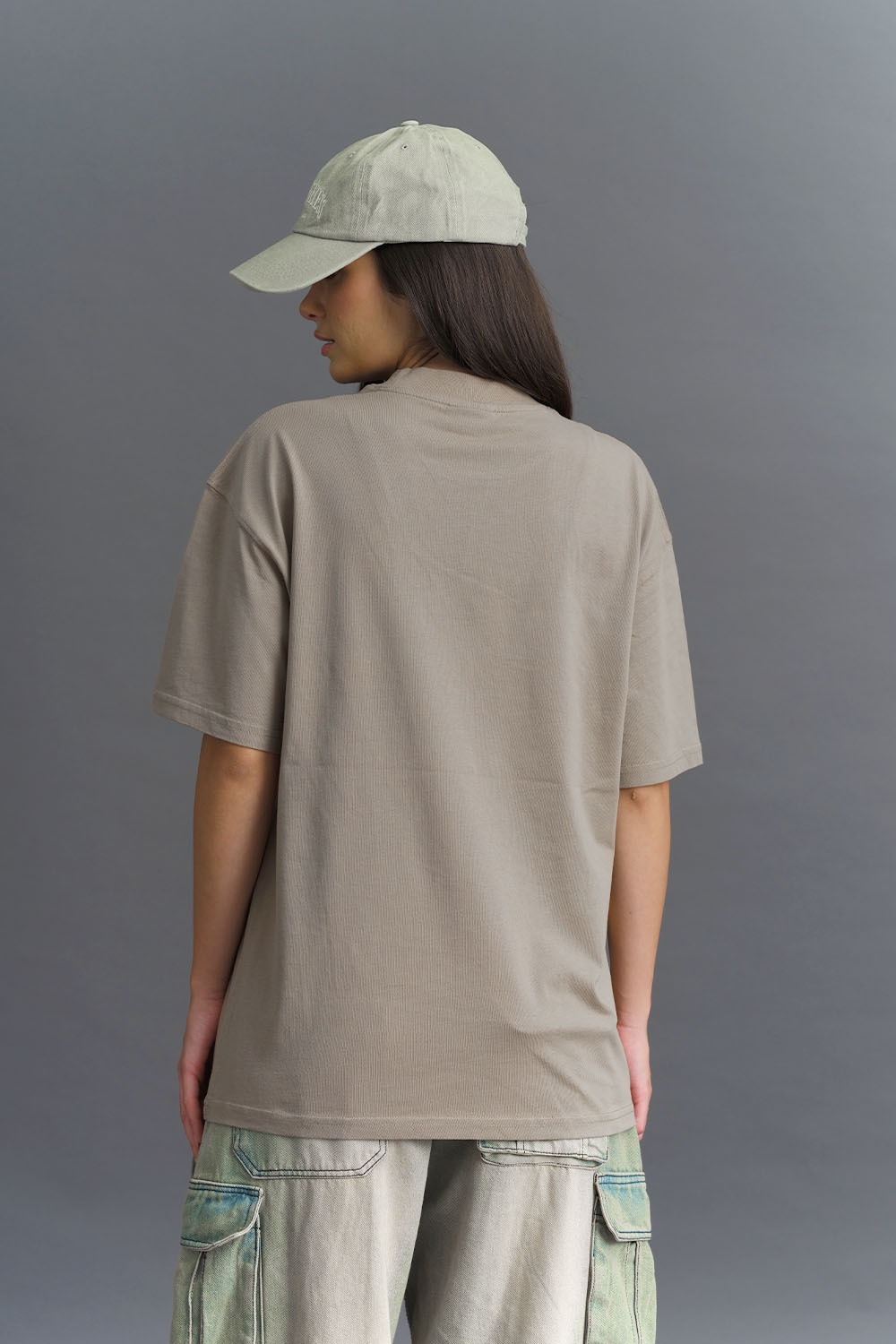 Solid Stone Grey Soft Jersey Oversized T-shirt - BonkersCorner