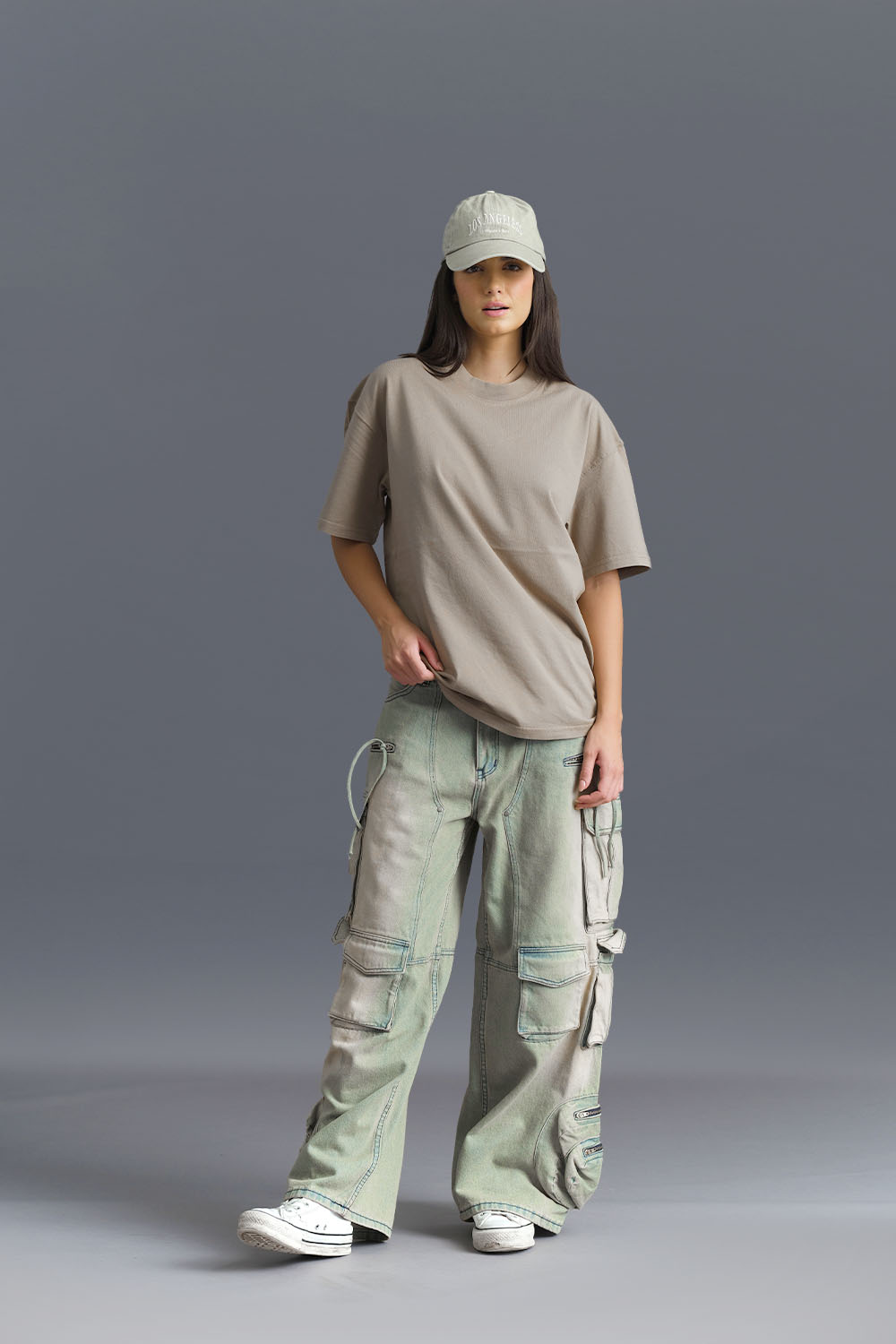 Solid Stone Grey Soft Jersey Oversized T-shirt - BonkersCorner