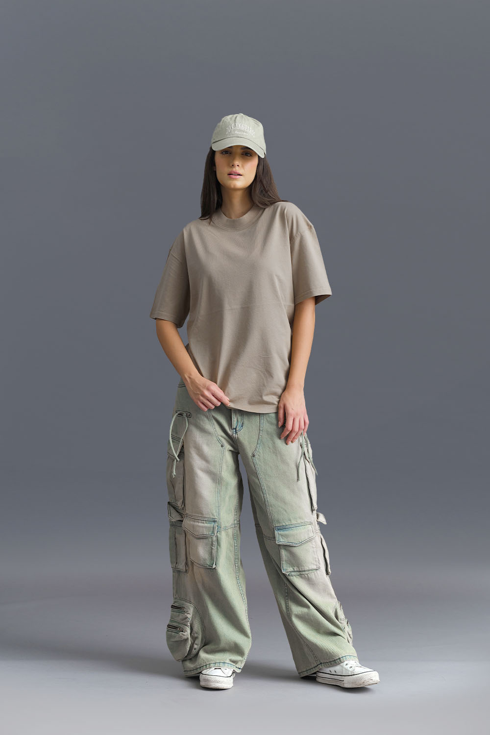 Solid Stone Grey Soft Jersey Oversized T-shirt - BonkersCorner