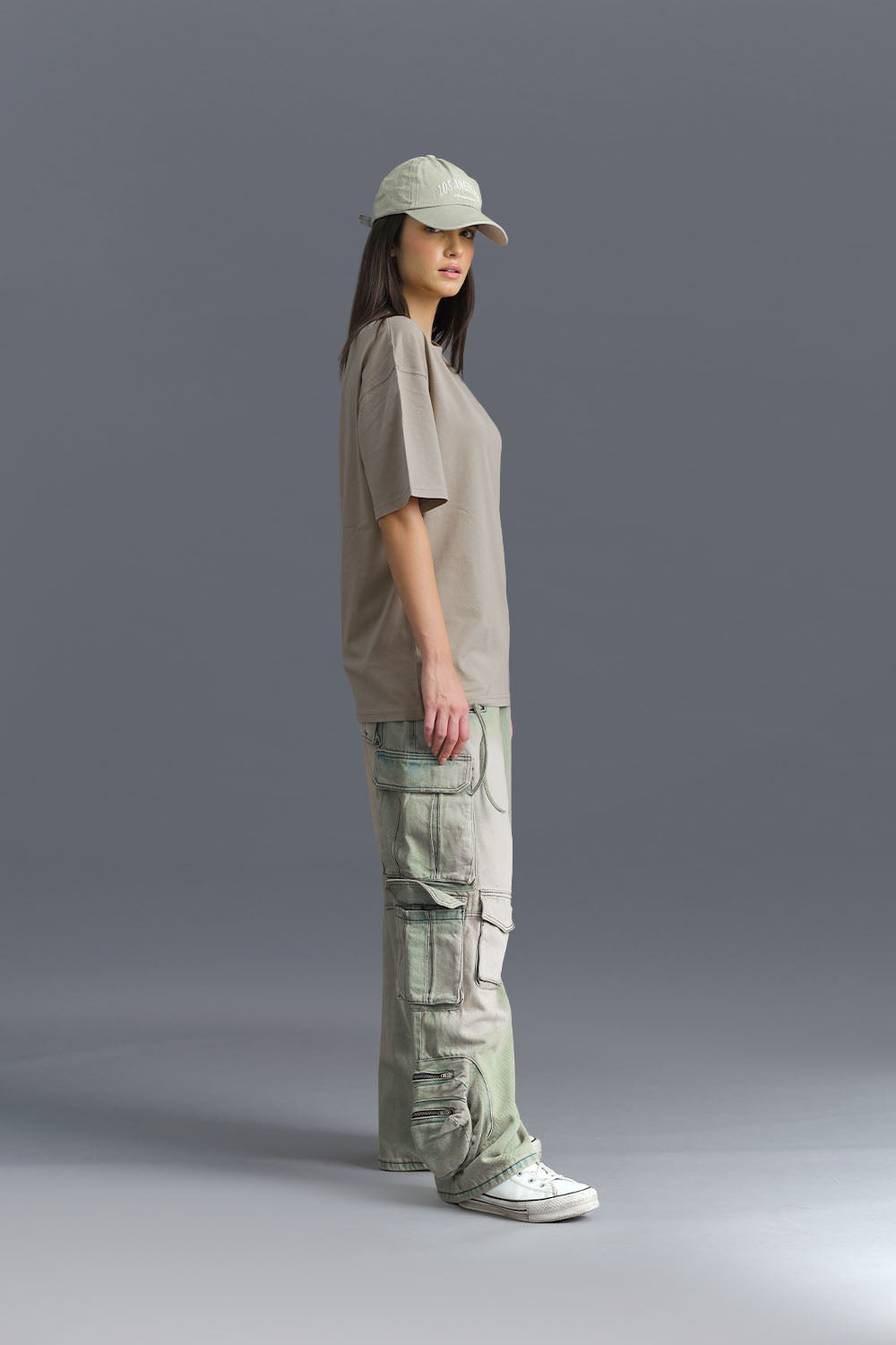 Solid Stone Grey Soft Jersey Oversized T-shirt - BonkersCorner