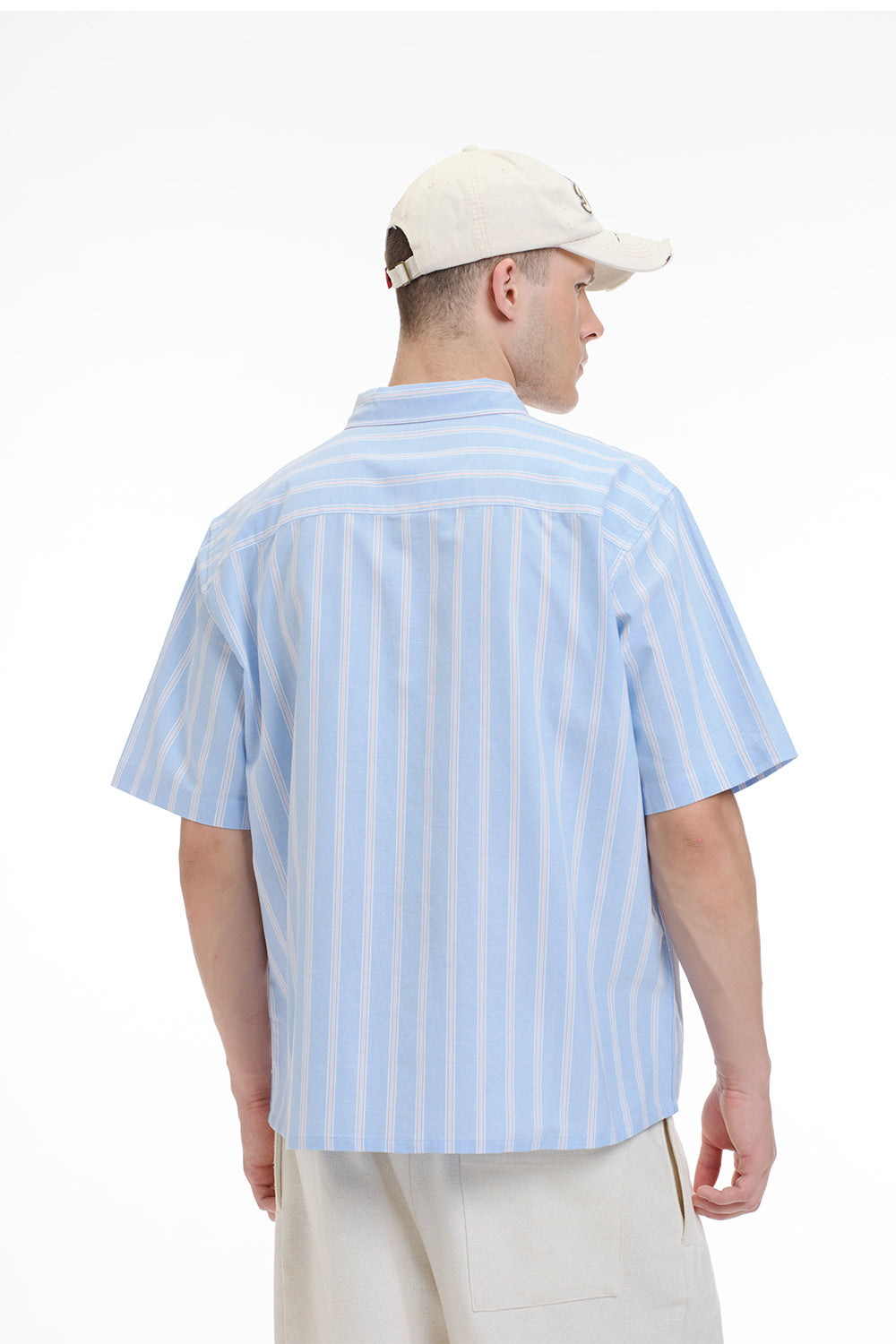 Blue Vintage Striped Short Sleeve Shirt - BonkersCorner