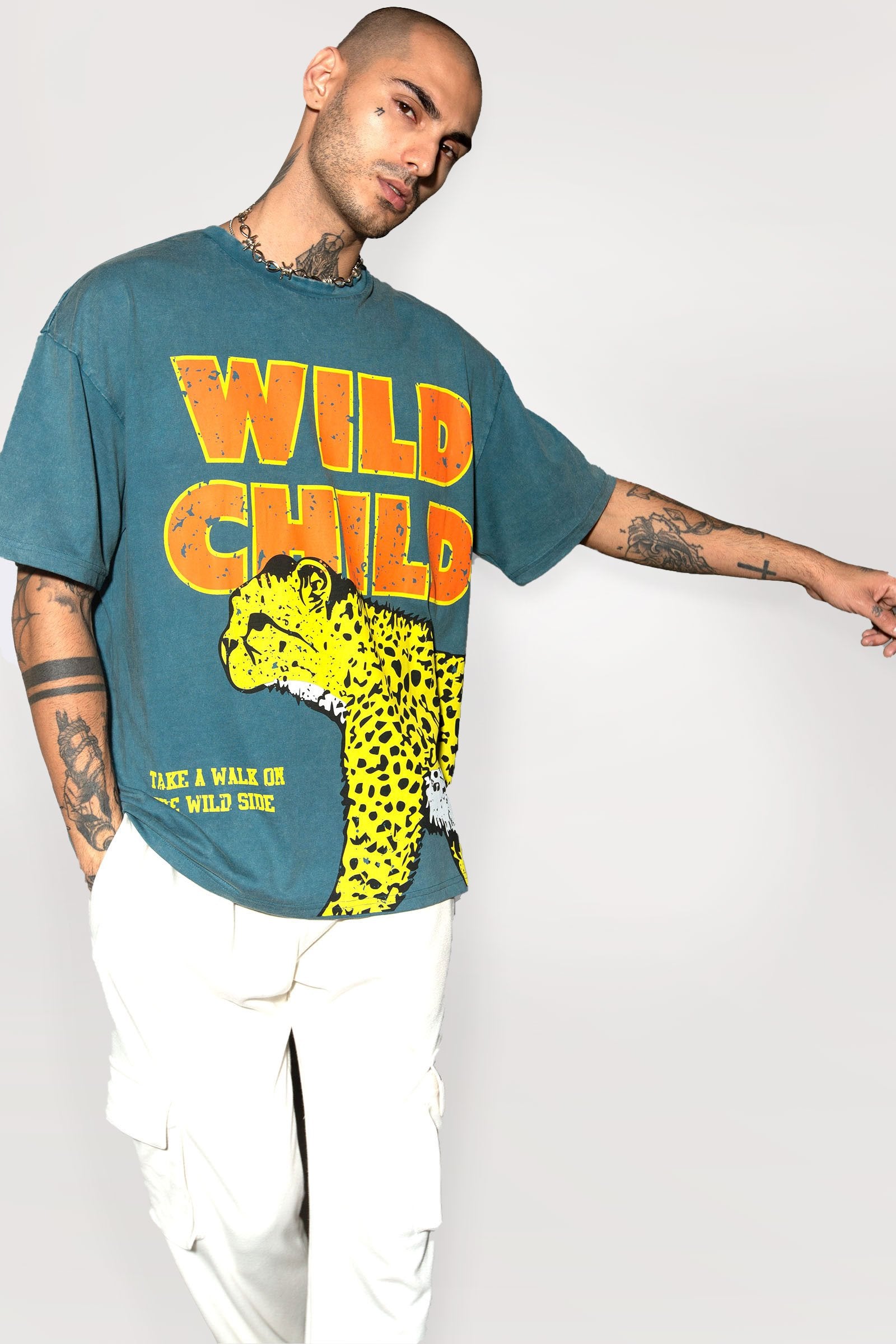 Untamed Faded Effect Oversized T-Shirt - BonkersCorner