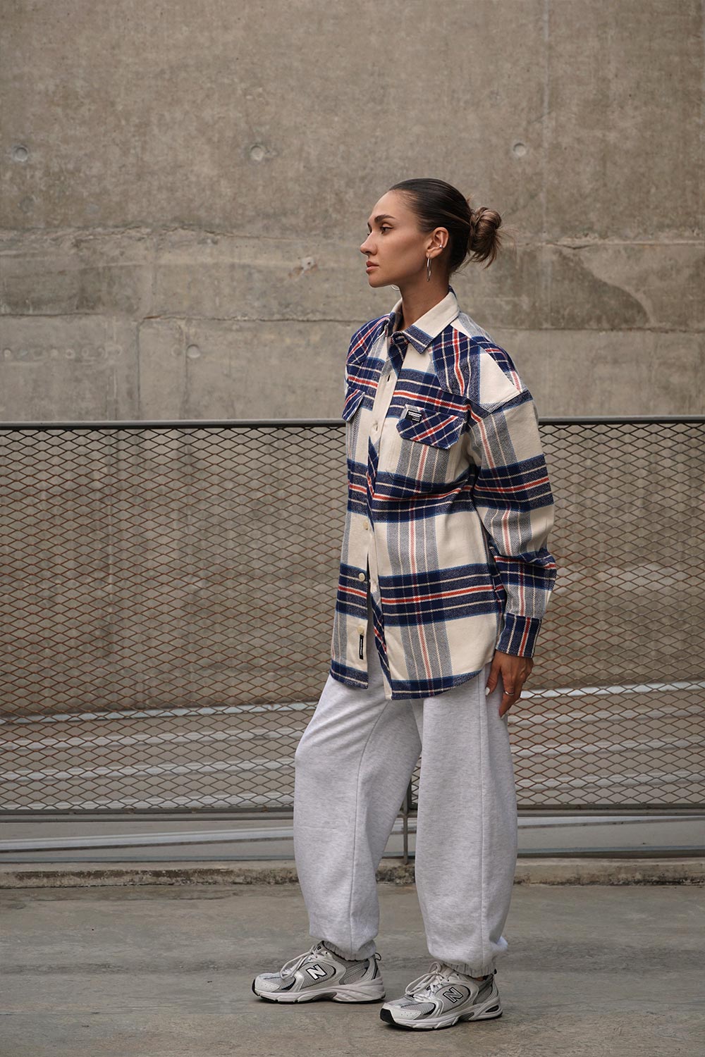 Vintage Blue Premium Thick-Thin Plaid Oversized Shirt - BonkersCorner