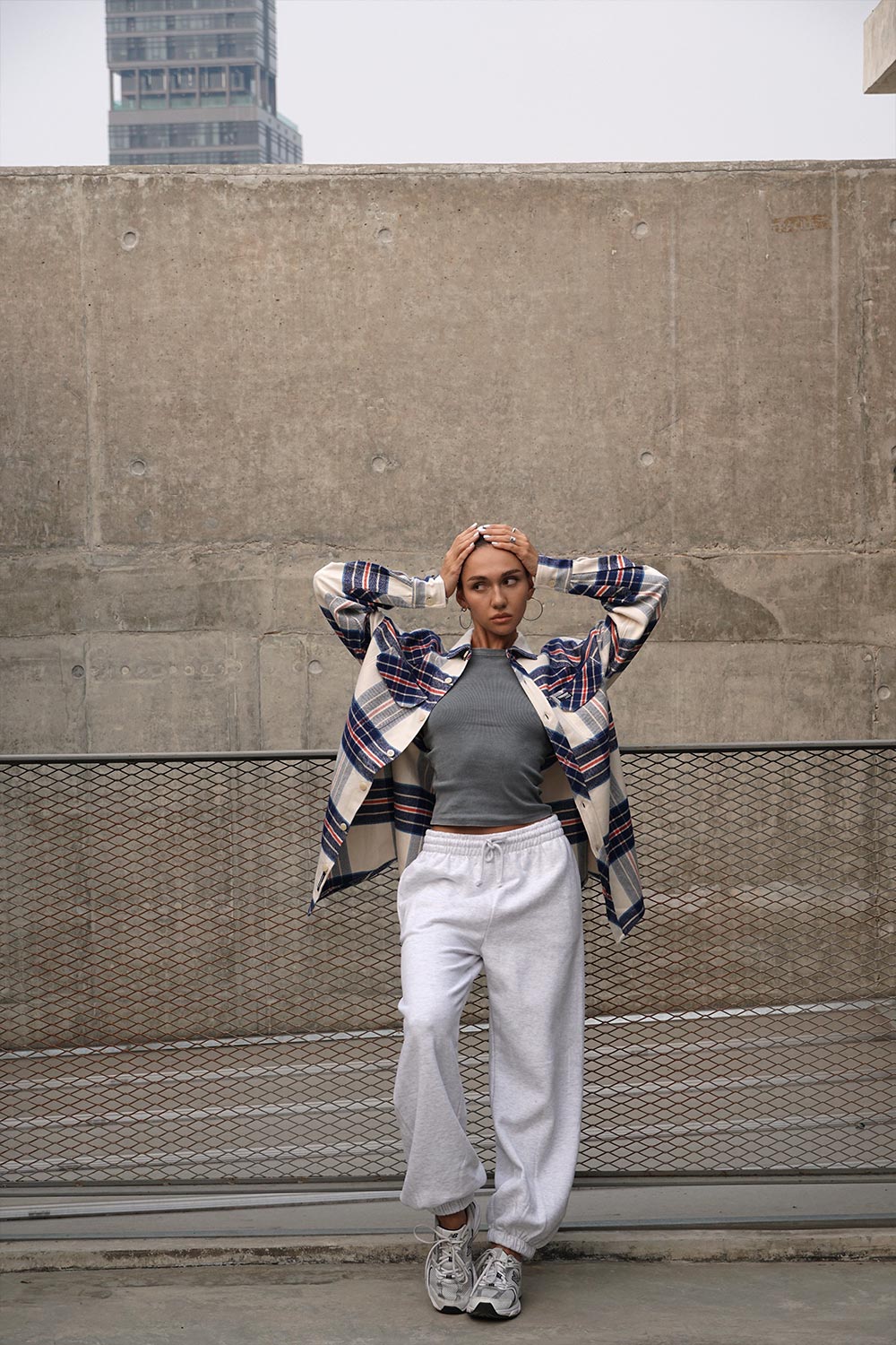 Vintage Blue Premium Thick-Thin Plaid Oversized Shirt - BonkersCorner